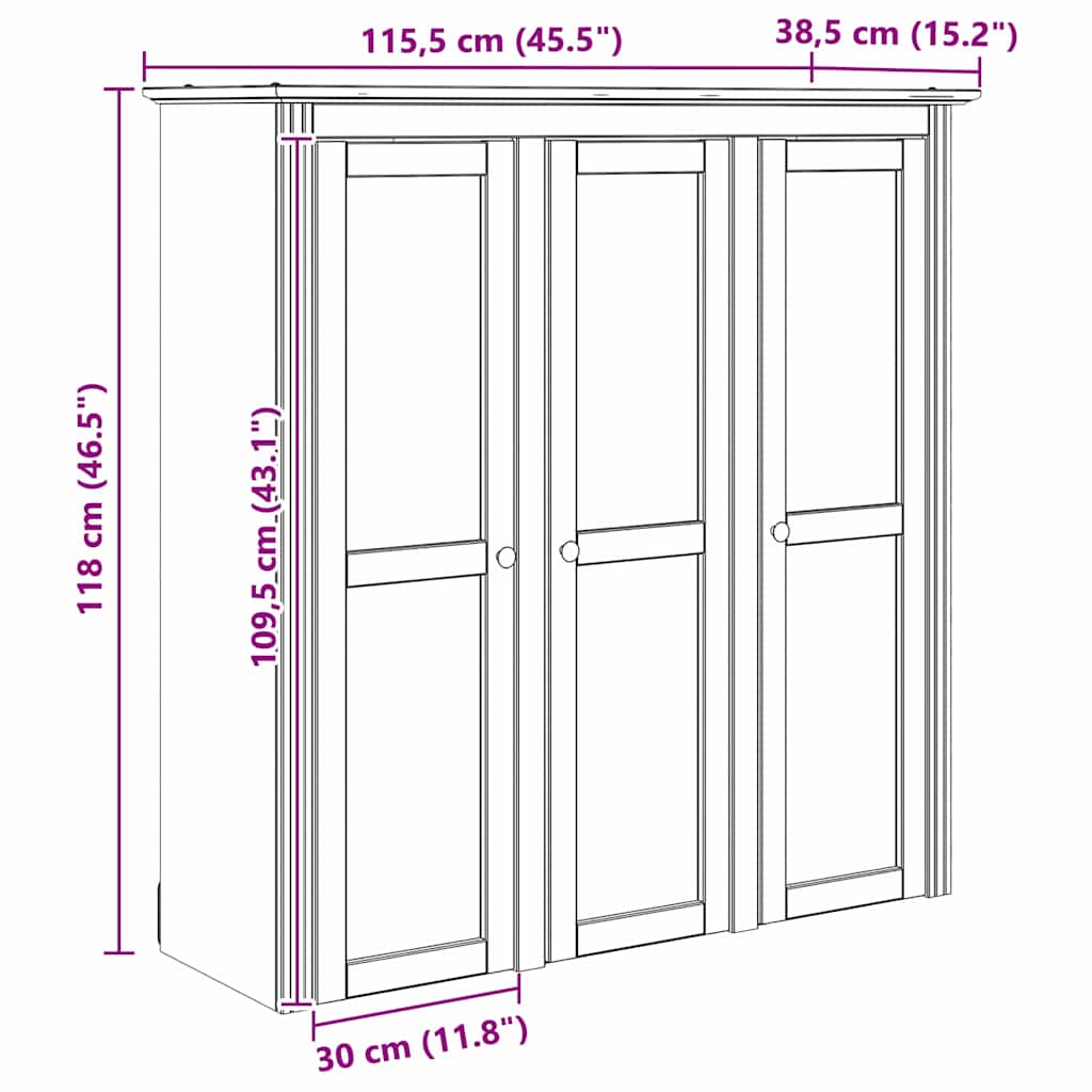 Skap med Glassdører BODO Honning brun 115,5 x 38,5 x 117,7 cm