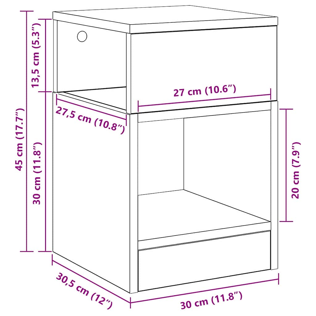 Avlastningsbord Røkt eik 30,5 x 30 x 45 cm Konstruert tre