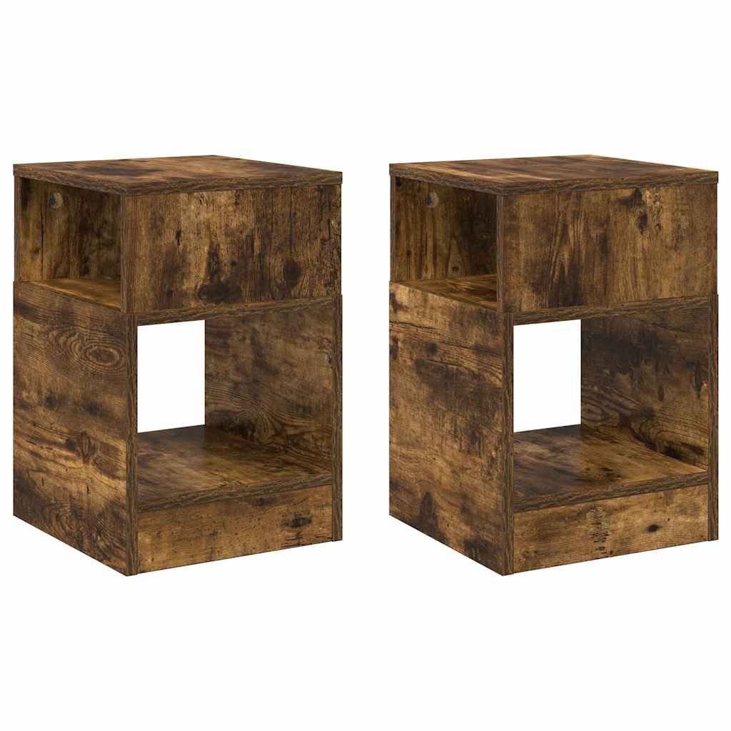 Avlastningsbord 2 pcs Røkt eik 30,5 x 30 x 45 cm Konstruert tre