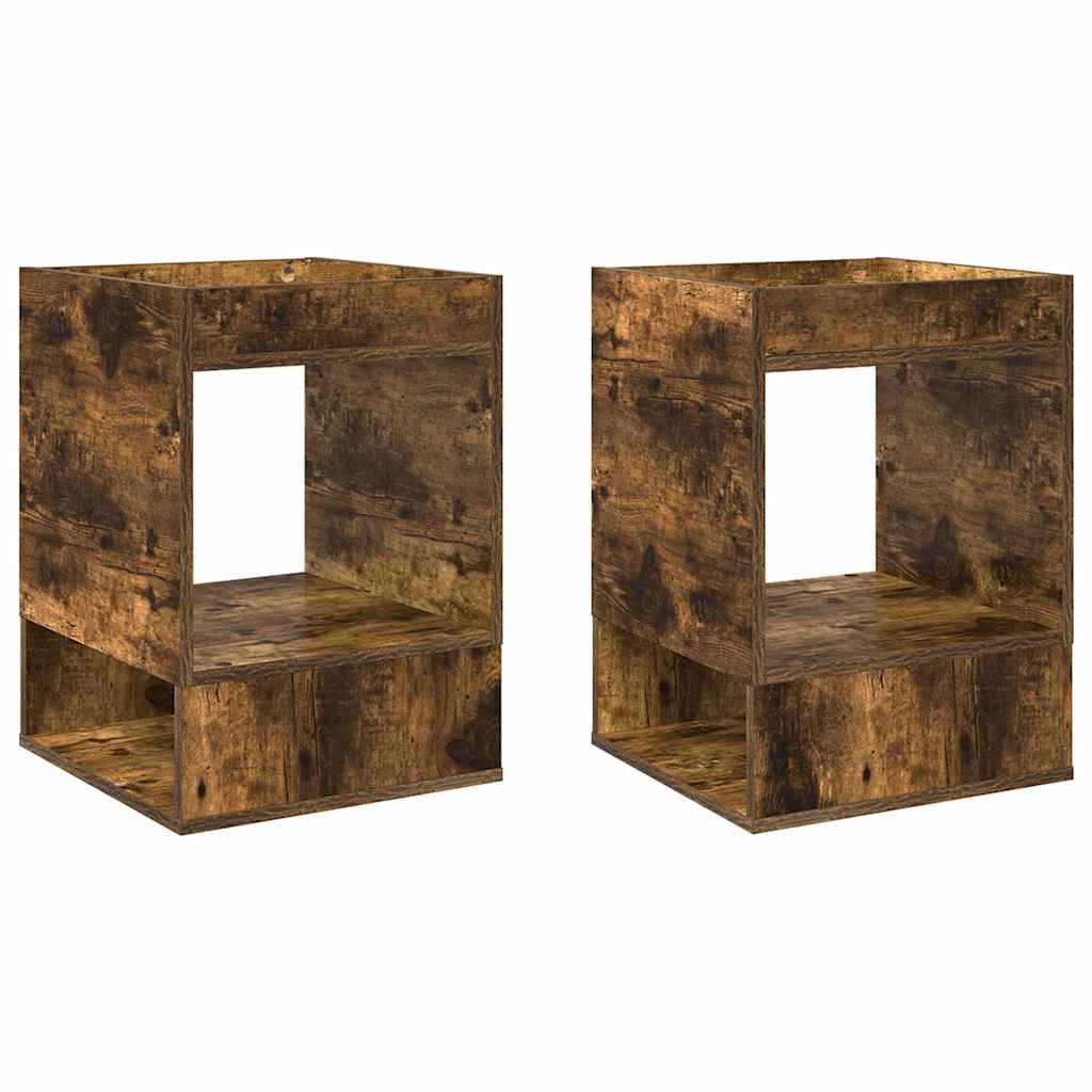 Avlastningsbord 2 pcs Røkt eik 40 x 40 x 56 cm Konstruert tre