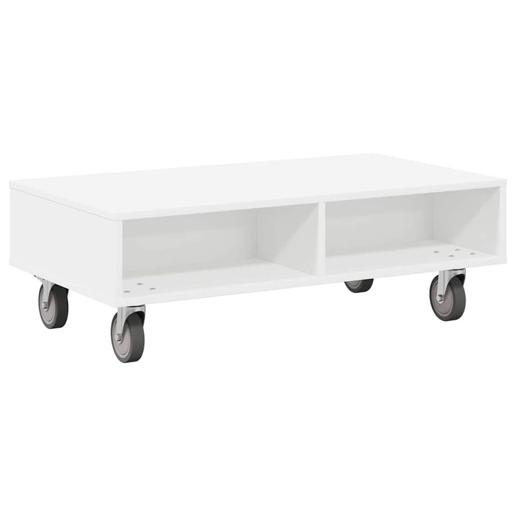 Sidebord med hjul Hvit 90 x 50 x 30 cm Konstruert tre