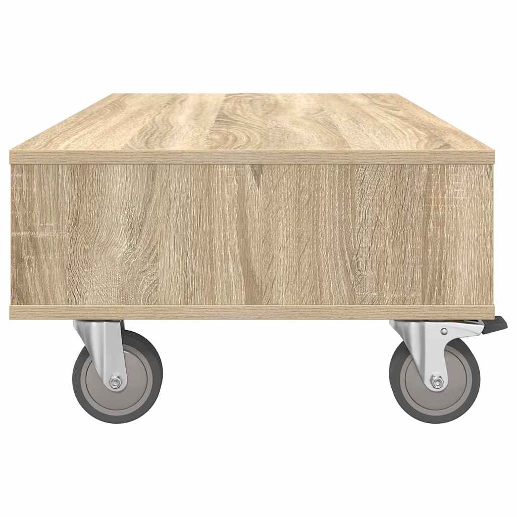 Sidebord med hjul Sonoma eik 90 x 50 x 30 cm Konstruert tre