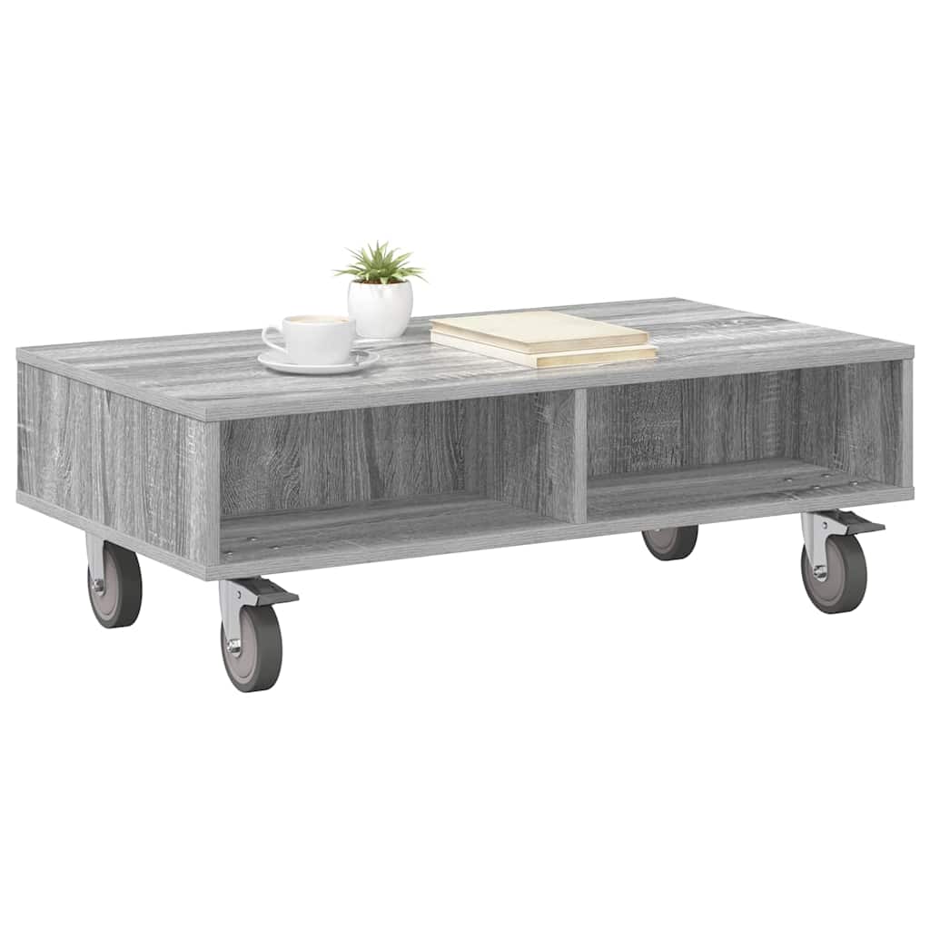 Sidebord med hjul Grå Sonoma 90 x 50 x 30 cm Konstruert tre