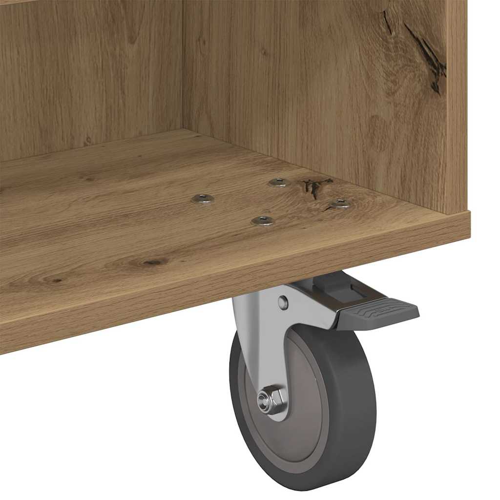 Sidebord med hjul Artisan Eik 90 x 50 x 30 cm Konstruert tre