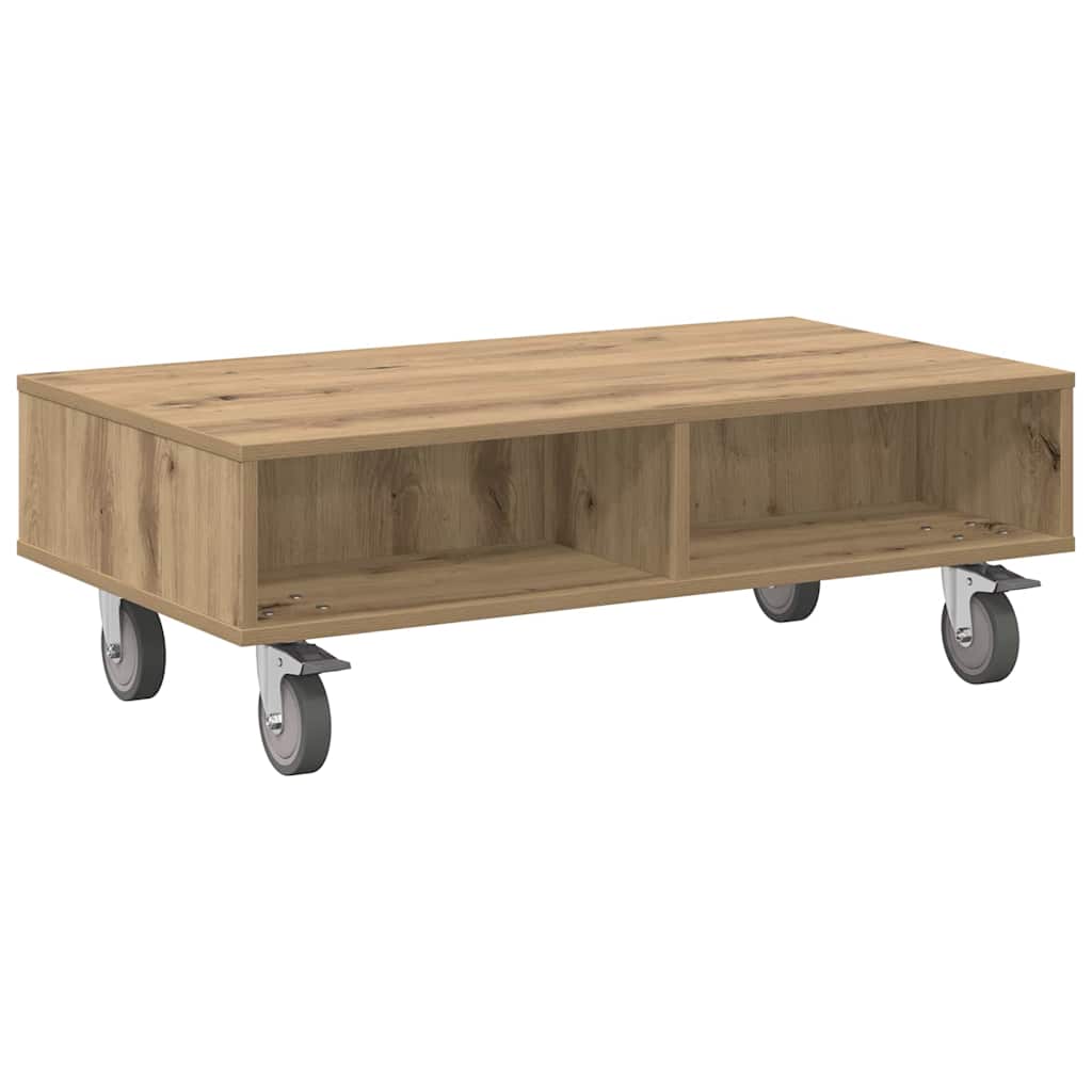 Sidebord med hjul Artisan Eik 90 x 50 x 30 cm Konstruert tre