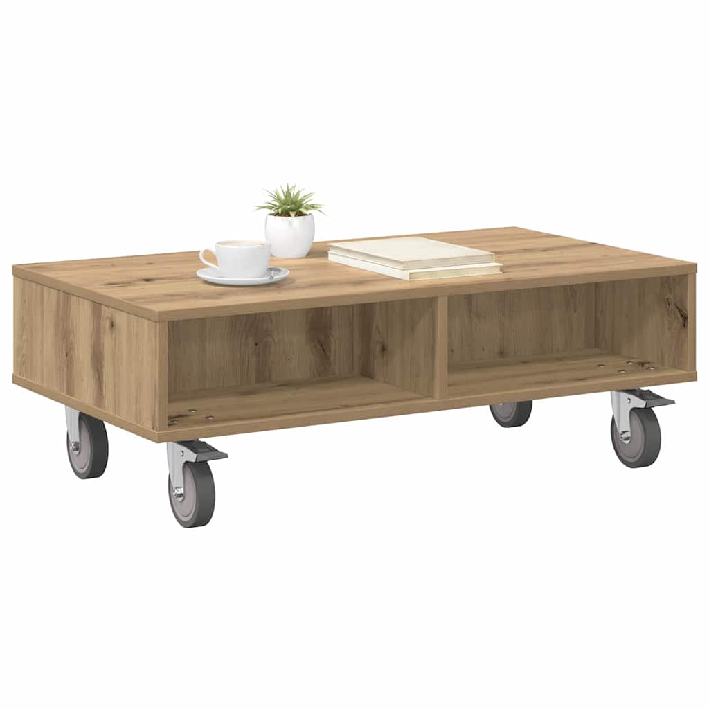 Sidebord med hjul Artisan Eik 90 x 50 x 30 cm Konstruert tre