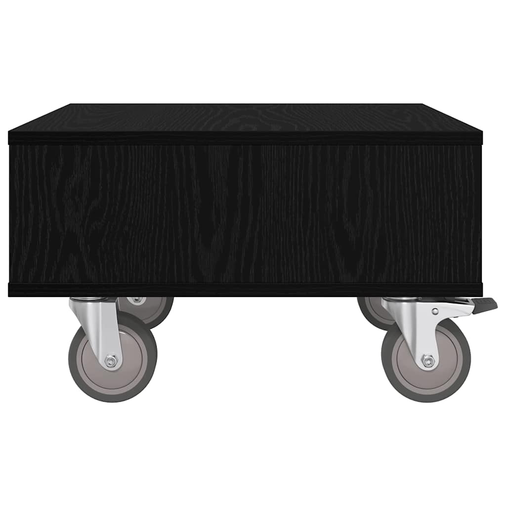 Sidebord med hjul Svart Eik 50,5 x 50 x 30 cm Konstruert tre