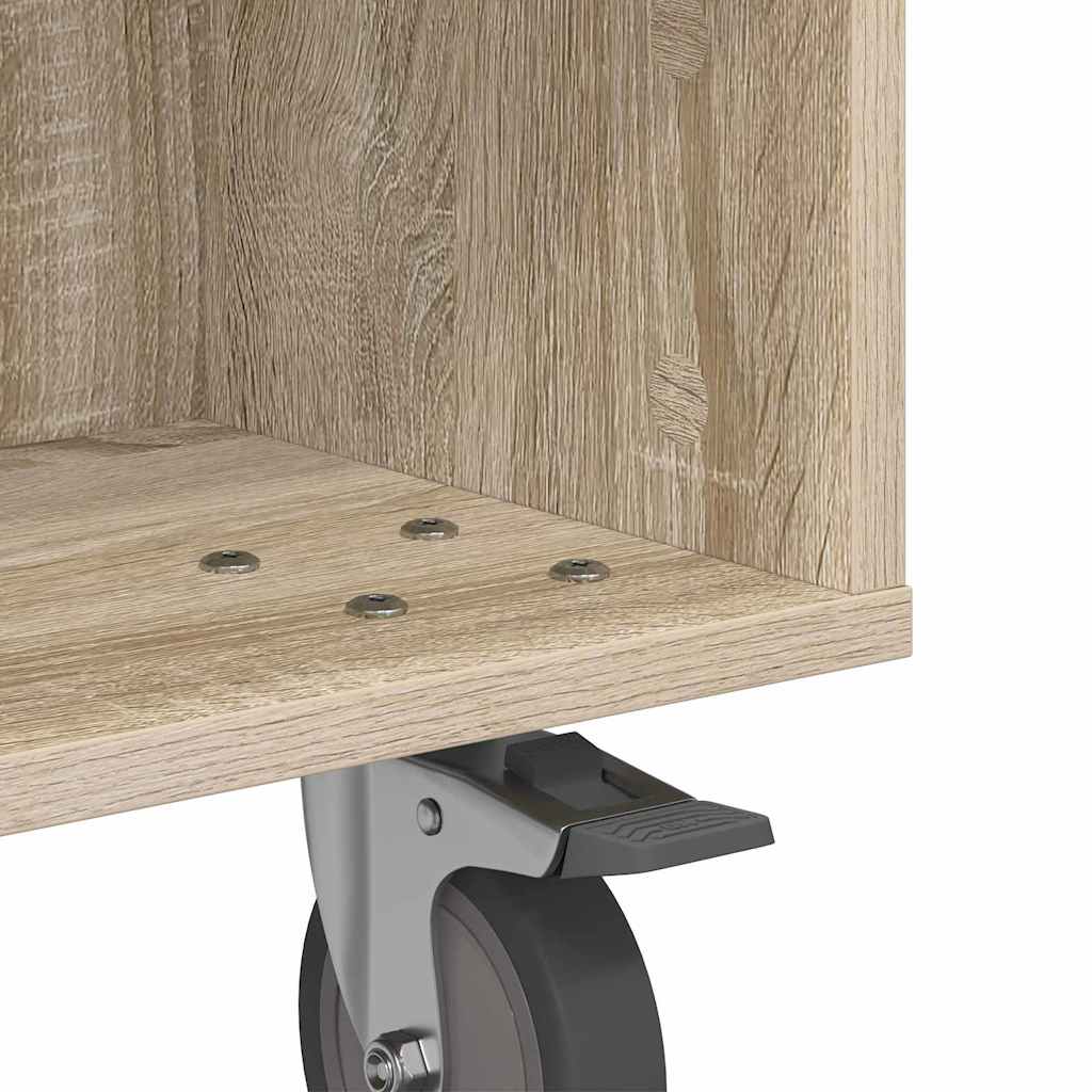 Sidebord med hjul Sonoma eik 50,5 x 50 x 30 cm Konstruert tre