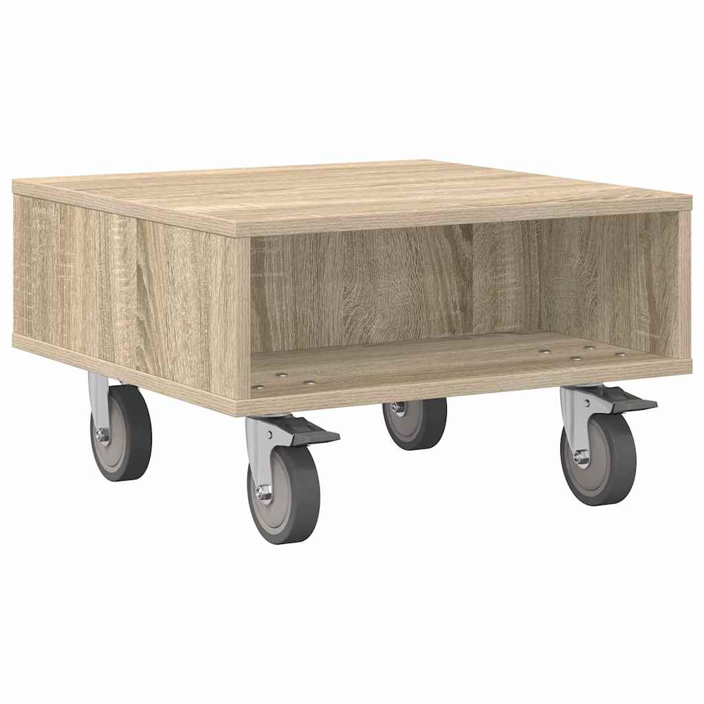 Sidebord med hjul Sonoma eik 50,5 x 50 x 30 cm Konstruert tre