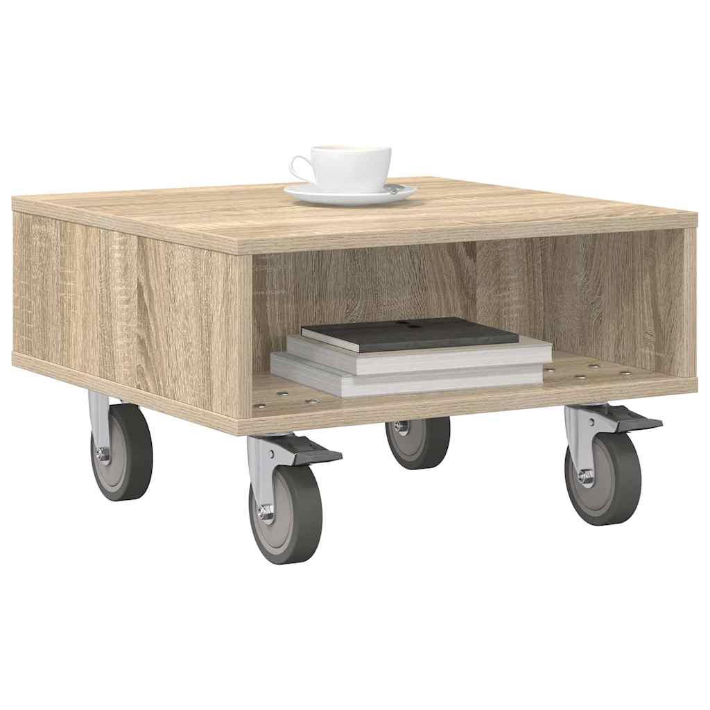 Sidebord med hjul Sonoma eik 50,5 x 50 x 30 cm Konstruert tre