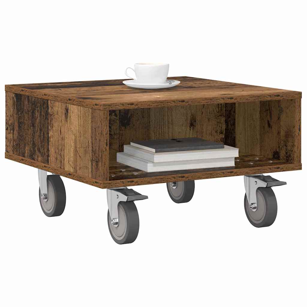 Sidebord med hjul Gammelt tre 50,5 x 50 x 30 cm Konstruert tre