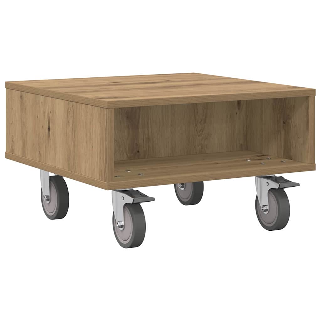 Sidebord med hjul Artisan Eik 50,5 x 50 x 30 cm Konstruert tre