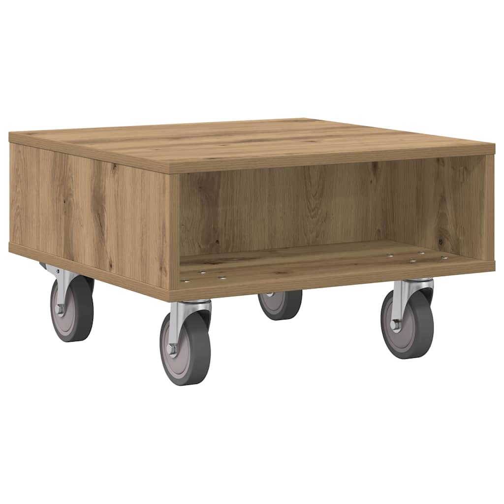 Sidebord med hjul Artisan Eik 50,5 x 50 x 30 cm Konstruert tre