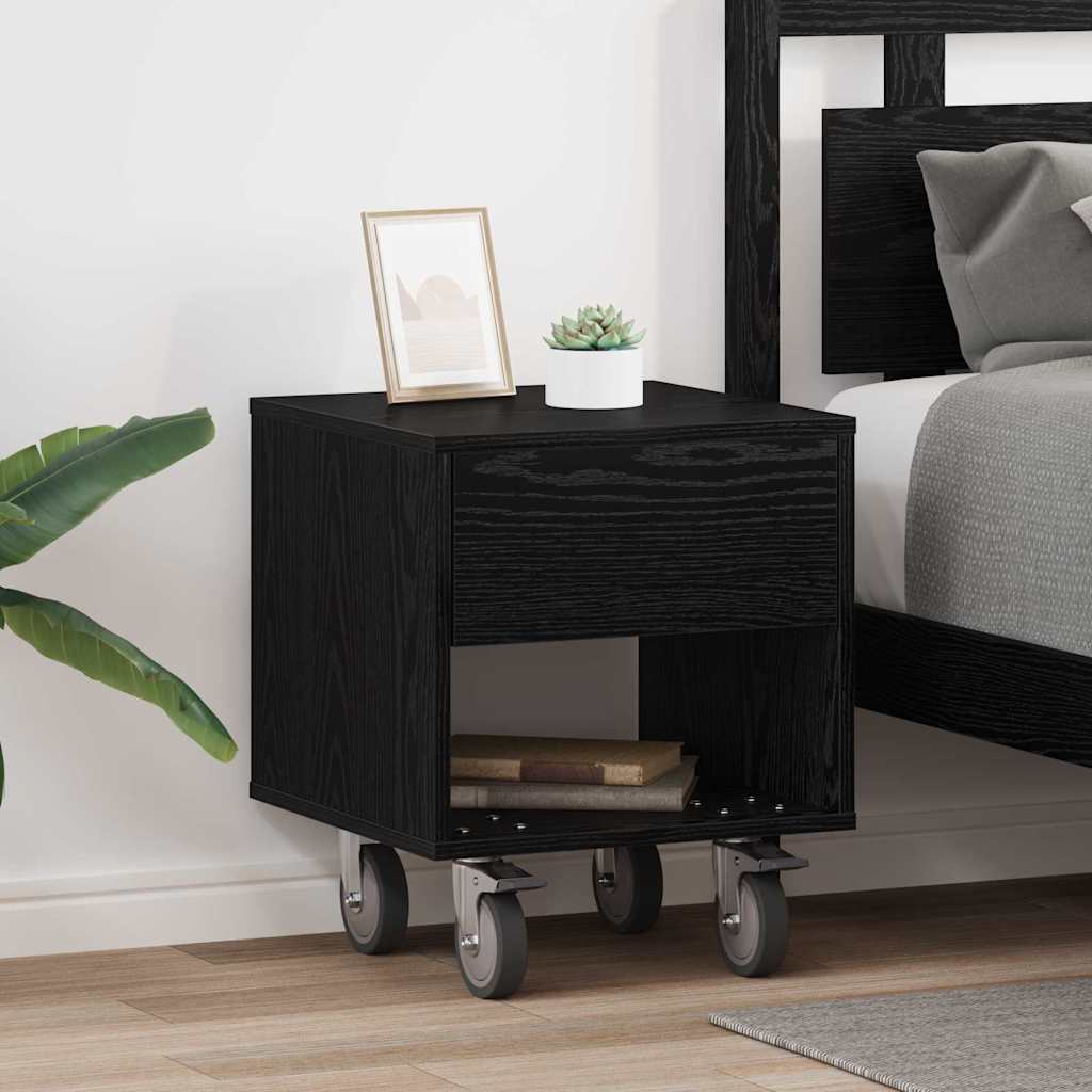 Nattbord 2 pcs Svart Eik 40,5 x 40 x 48 cm Konstruert tre