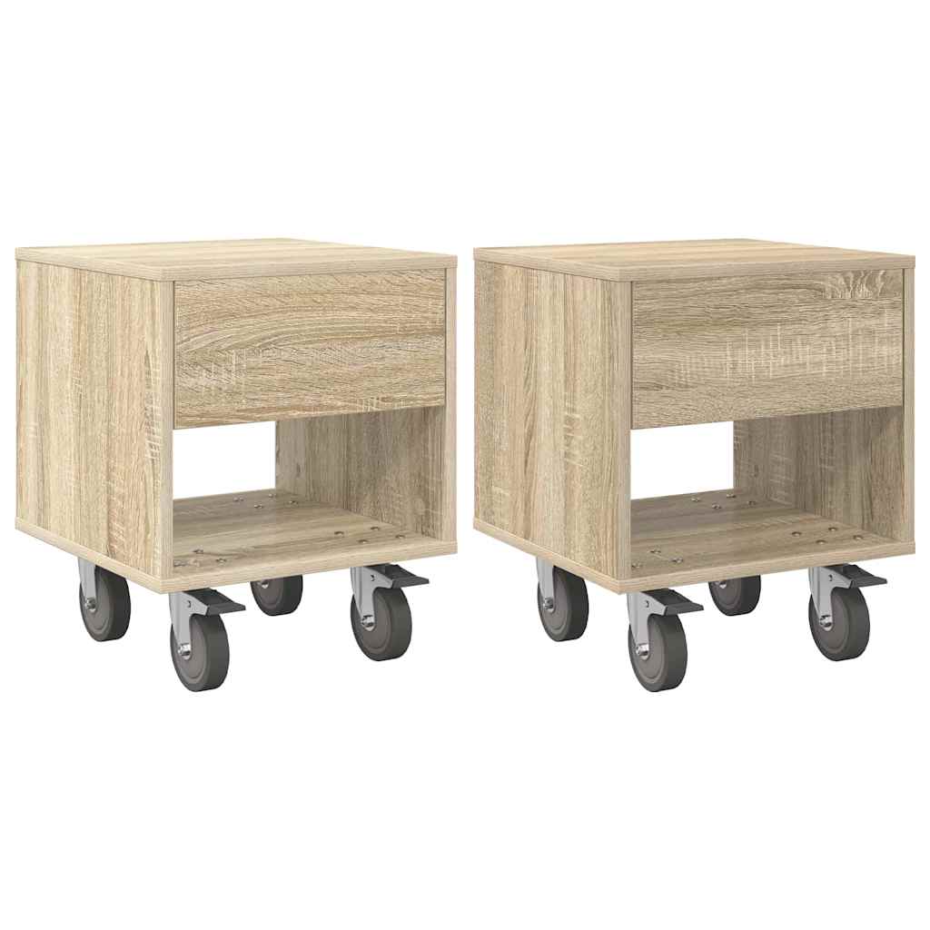 Nattbord 2 pcs Sonoma eik 40,5 x 40 x 48 cm Konstruert tre
