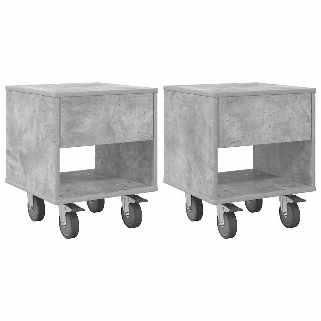 Nattbord 2 pcs Betonggrå 40,5 x 40 x 48 cm Konstruert tre