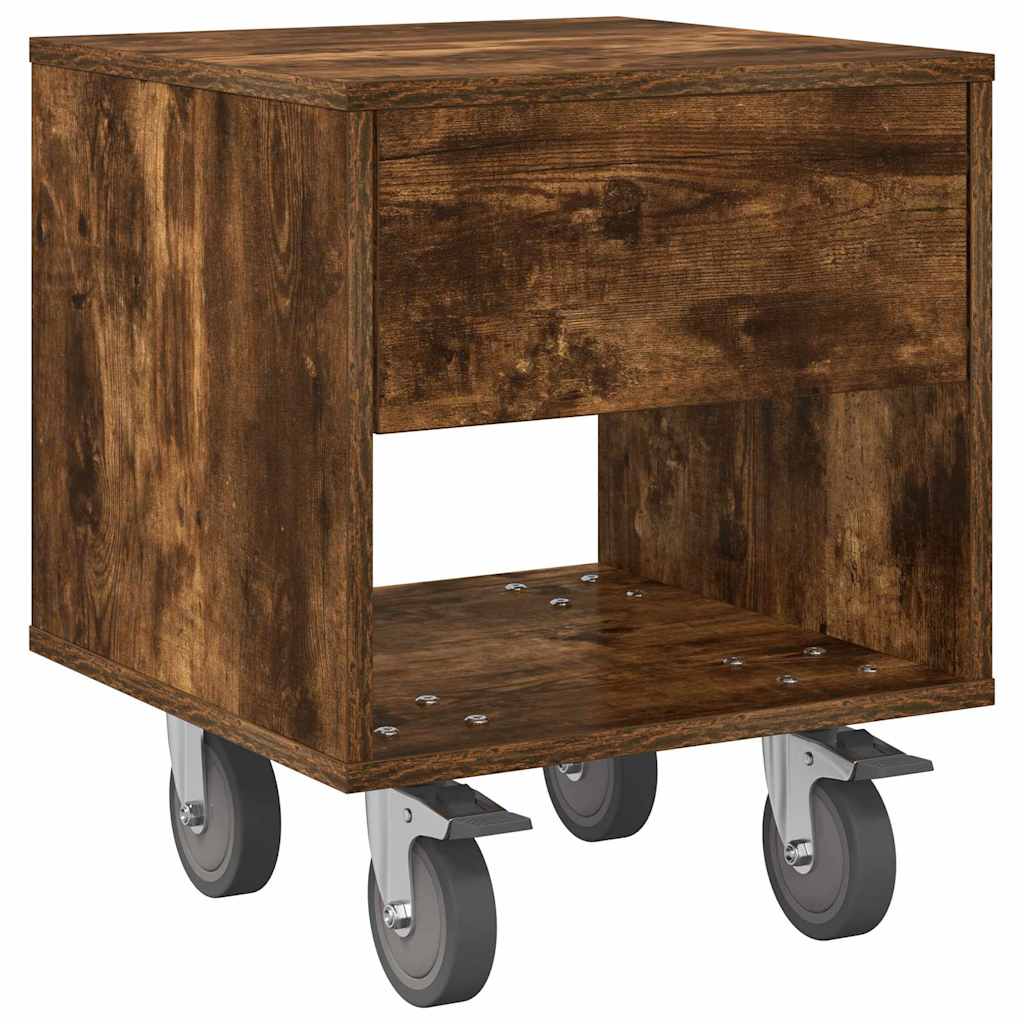 Nattbord 2 pcs Røkt eik 40,5 x 40 x 48 cm Konstruert tre