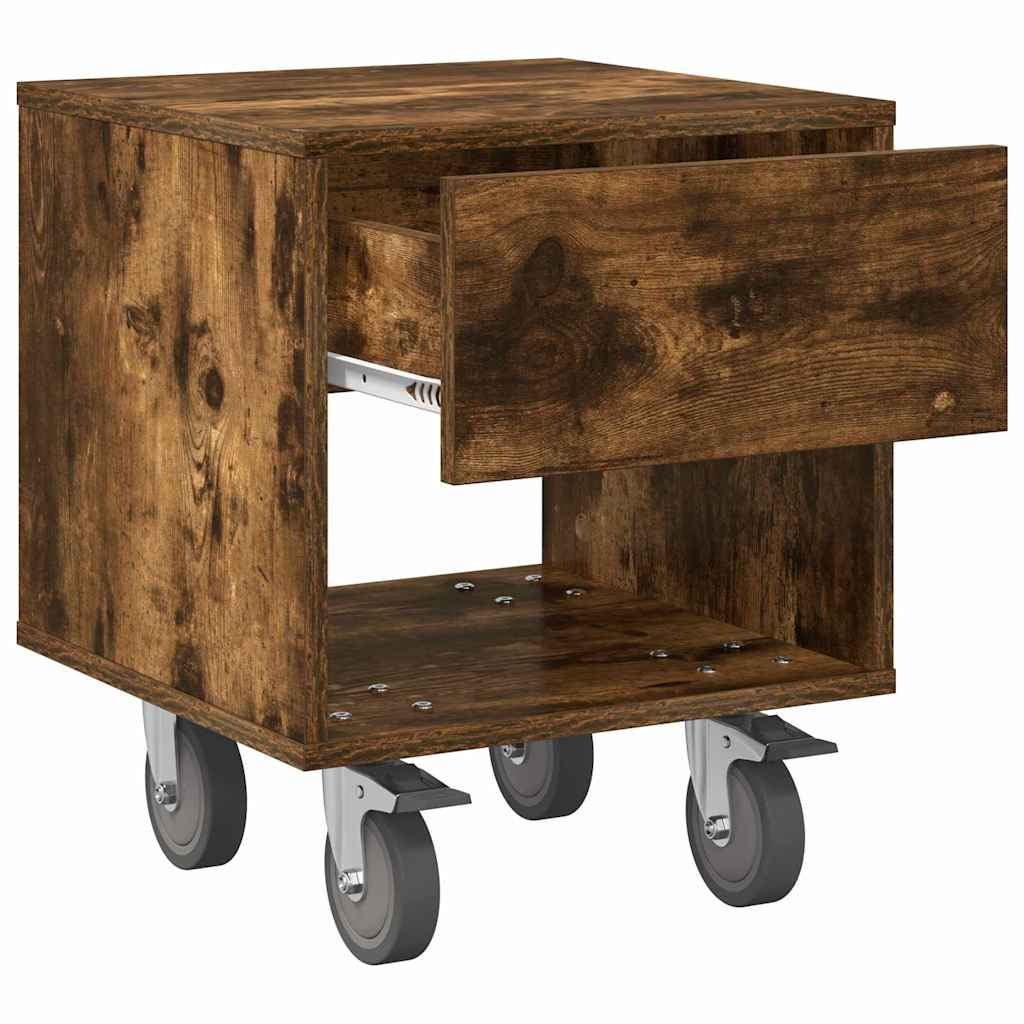 Nattbord 2 pcs Røkt eik 40,5 x 40 x 48 cm Konstruert tre