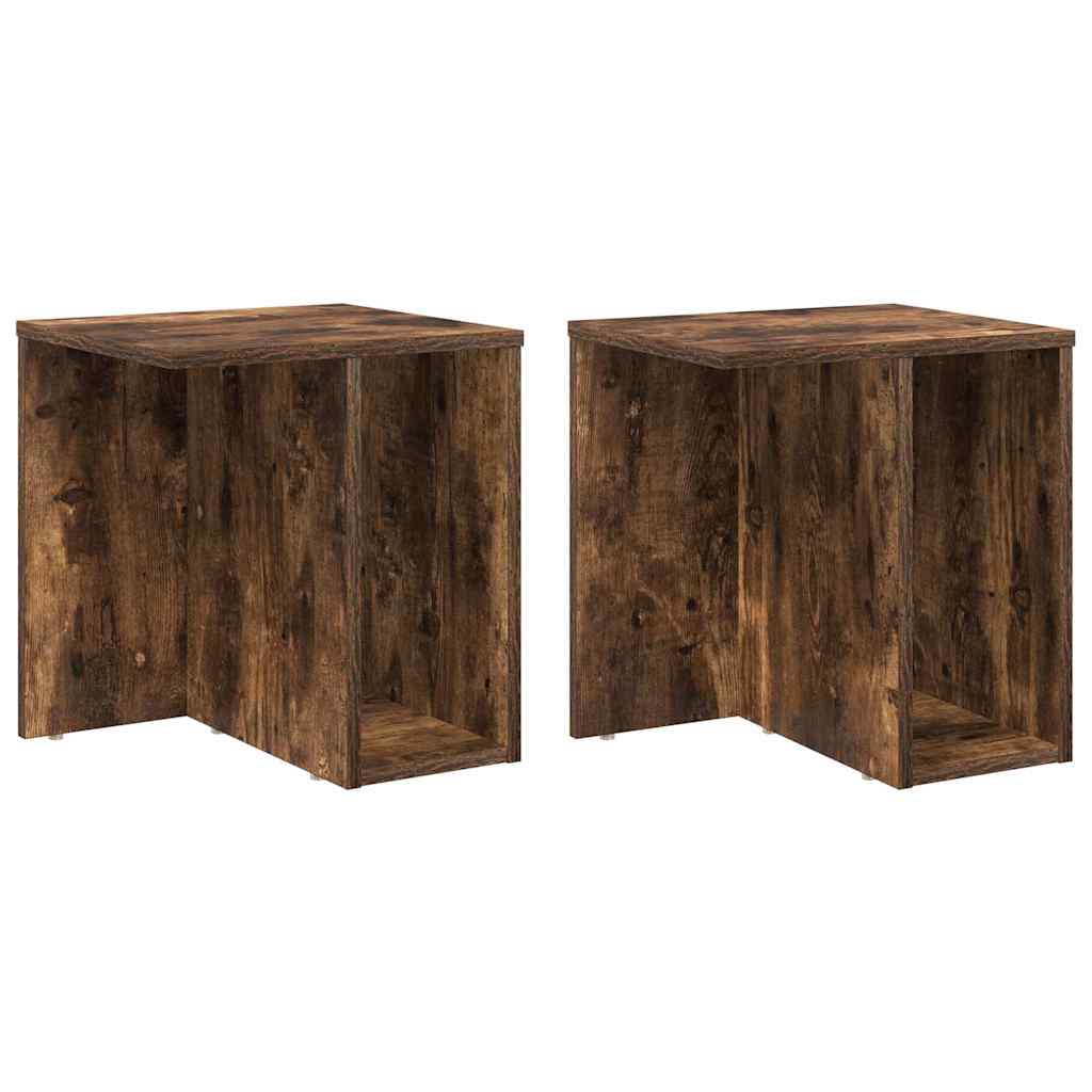Avlastningsbord 2 pcs Røkt eik 37 x 32 x 40 cm Konstruert tre