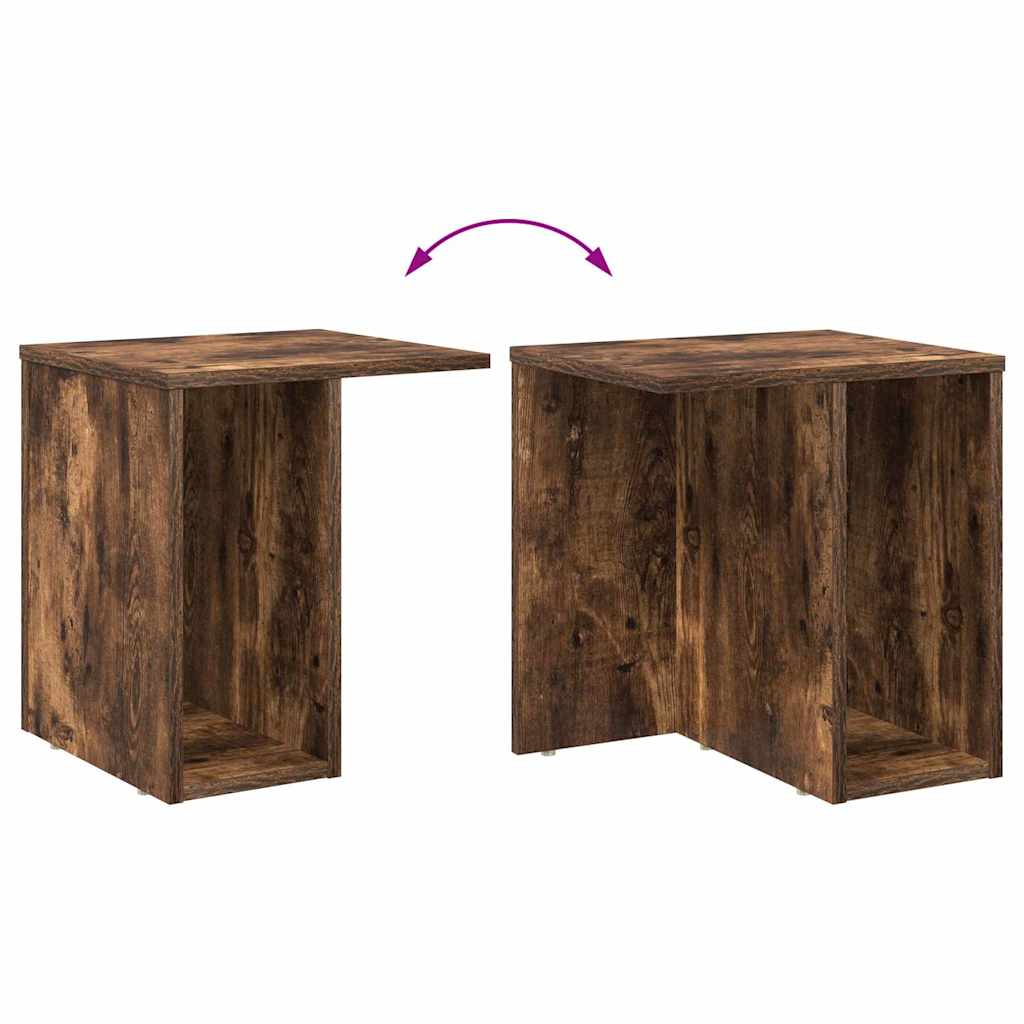 Avlastningsbord 2 pcs Røkt eik 37 x 32 x 40 cm Konstruert tre