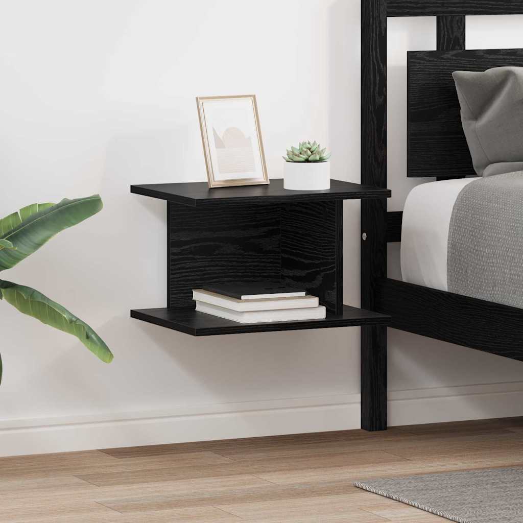 Nattbord 2 pcs Svart Eik 40 x 30 x 25 cm Konstruert tre