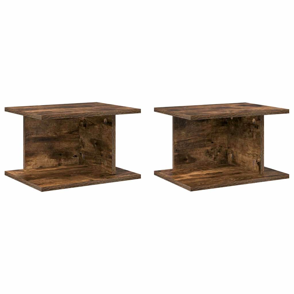 Nattbord 2 pcs Røkt eik 40 x 30 x 25 cm Konstruert tre