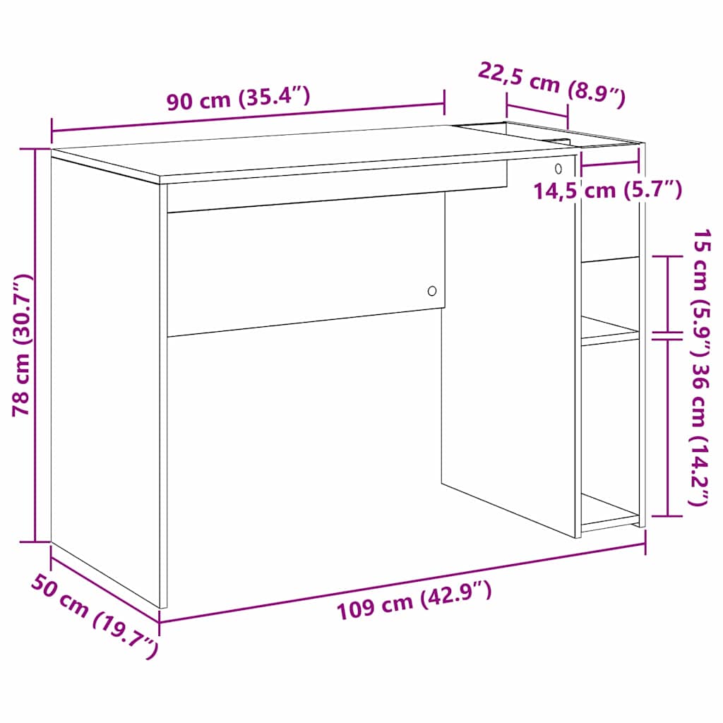 Skrivebord Gammelt tre 109 x 50 x 78 cm Konstruert tre