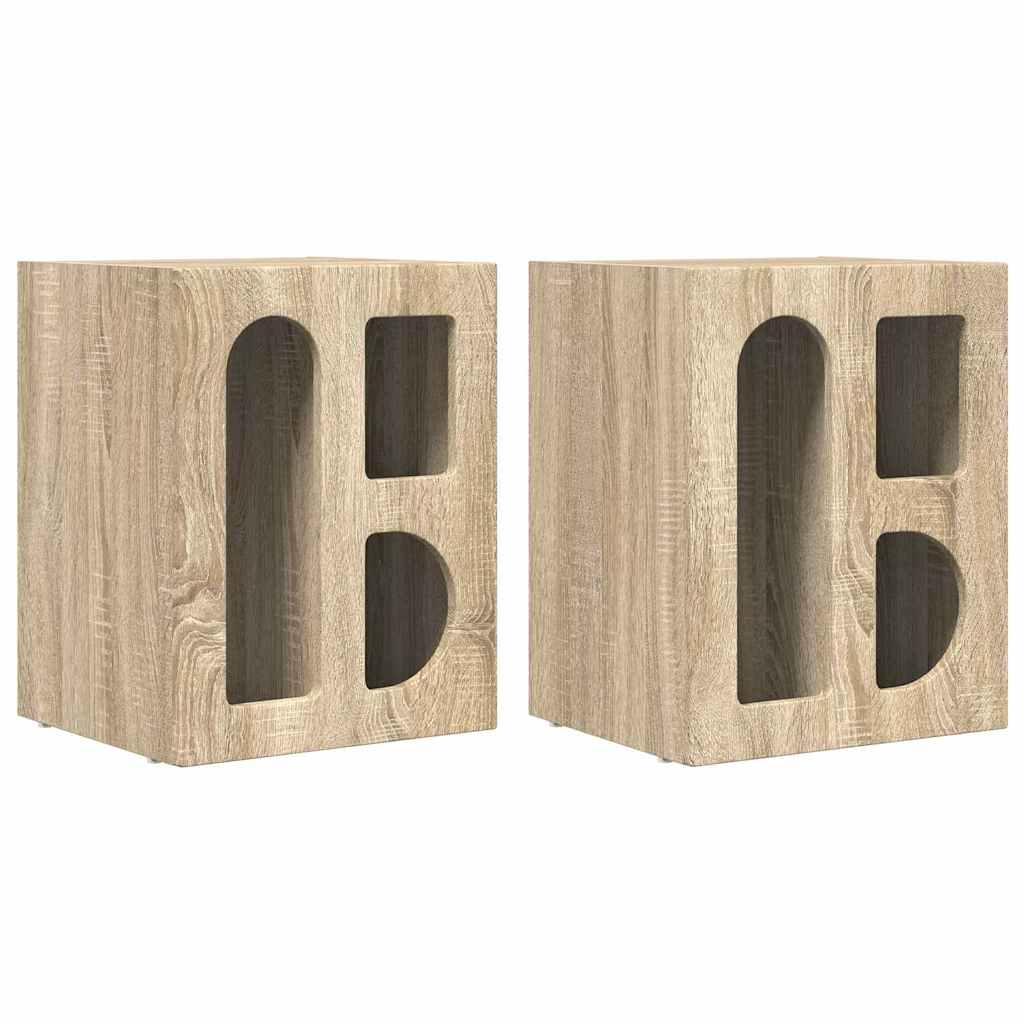 Nattbord ELST 2 stk. Sonoma eik 40 x 35 x 50 cm Konstruert tre