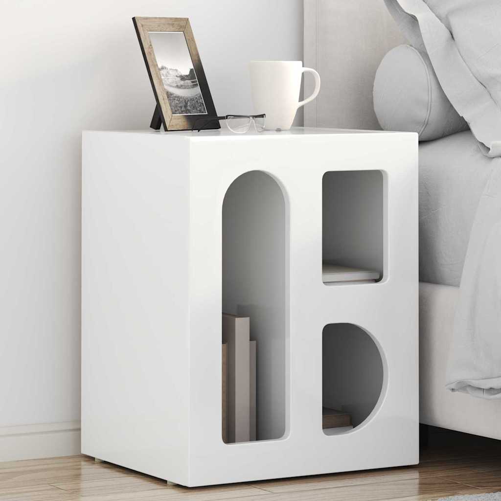 Nattbord ELST 2 stk. Høyglanset hvit 40 x 35 x 50 cm