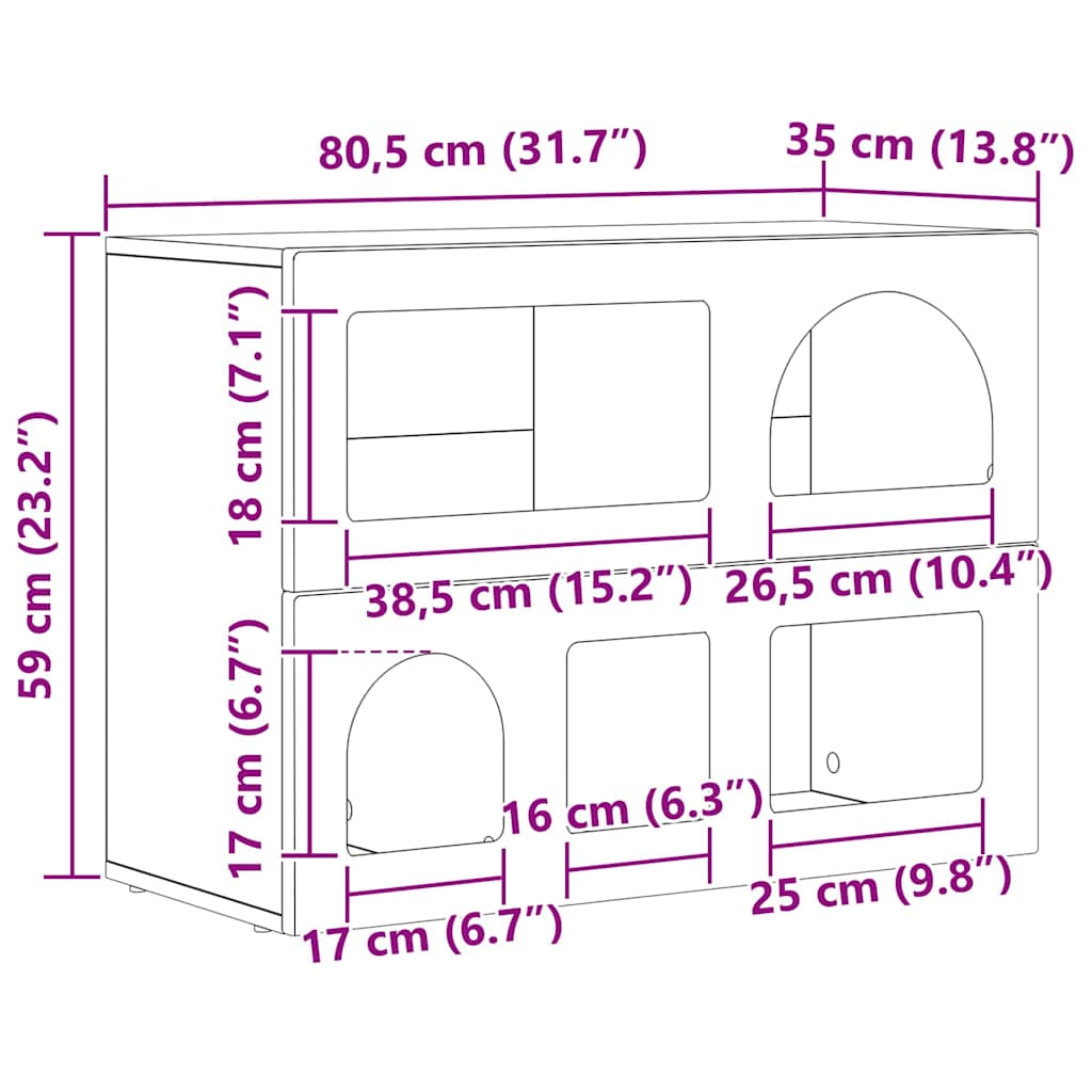 Serviesskap ELST Hvit 80,5 x 35 x 59 cm Konstruert tre
