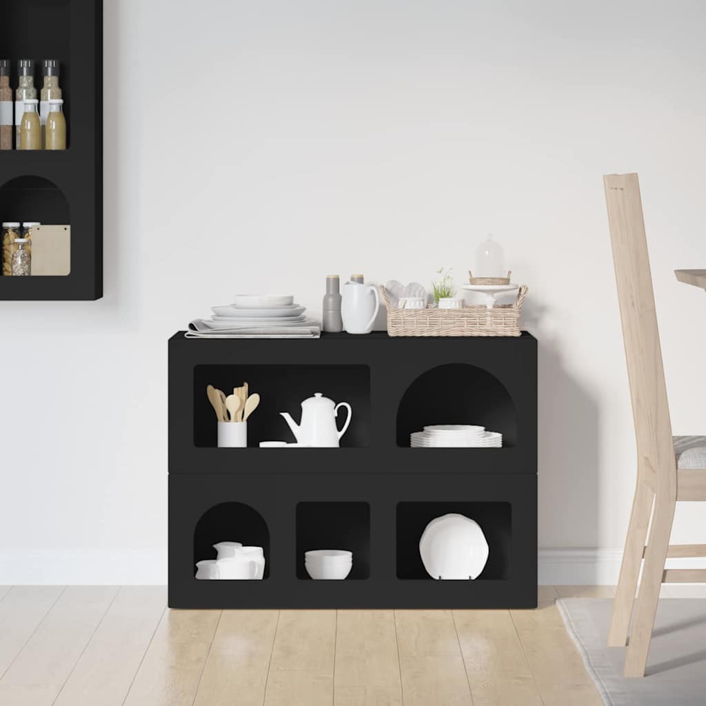Serviesskap ELST Svart 80,5 x 35 x 59 cm Konstruert tre