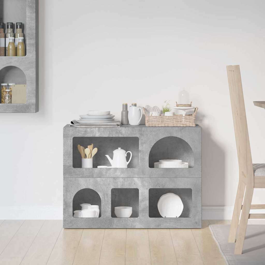 Serviesskap ELST Betonggrå 80,5 x 35 x 59 cm Konstruert tre