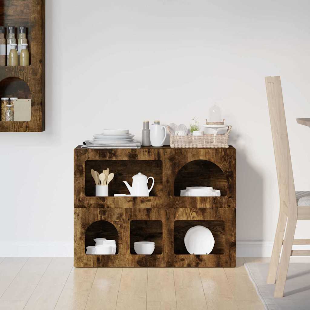 Serviesskap ELST Røkt eik 80,5 x 35 x 59 cm Konstruert tre