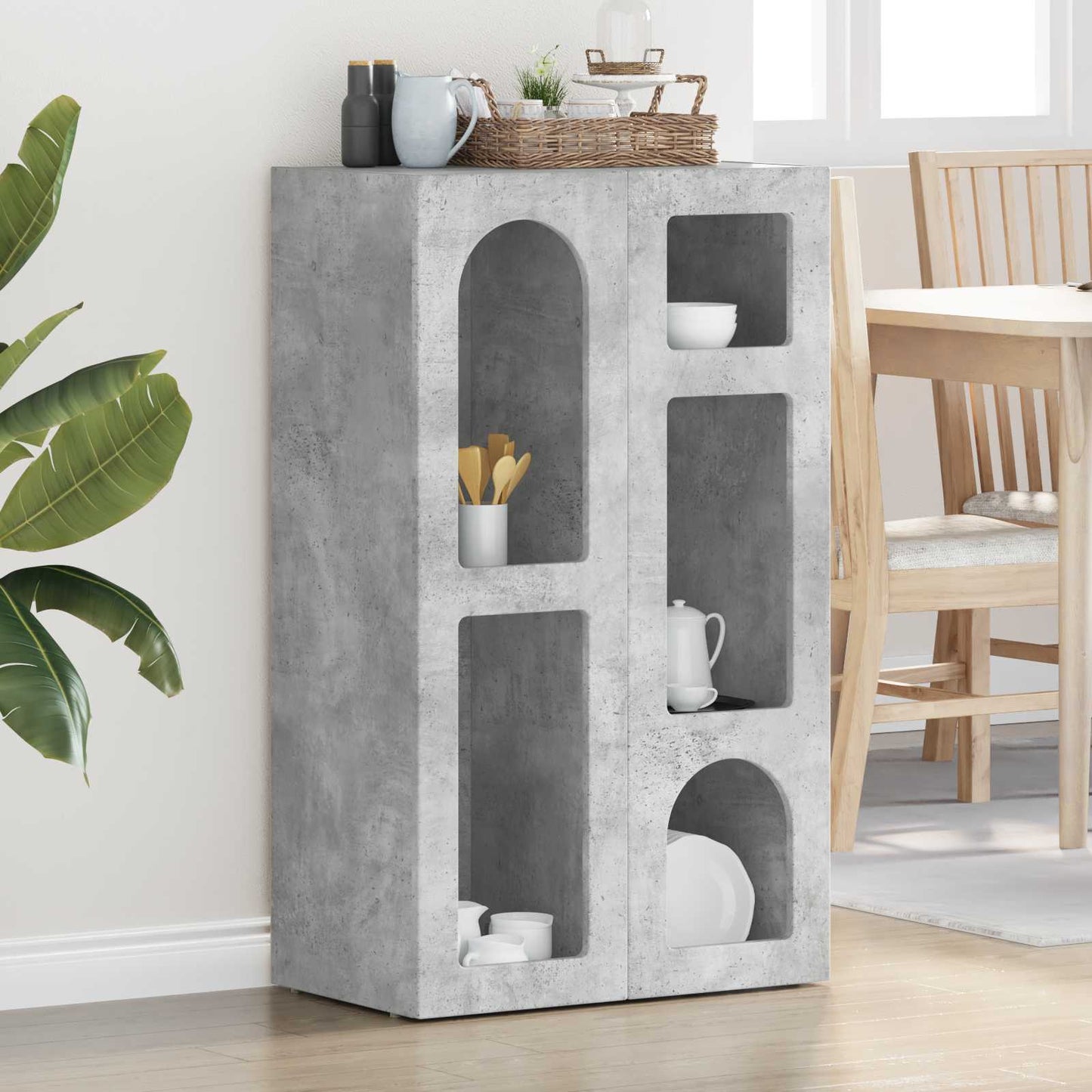 Serviesskap ELST Betonggrå 59 x 35 x 100,5 cm Konstruert tre