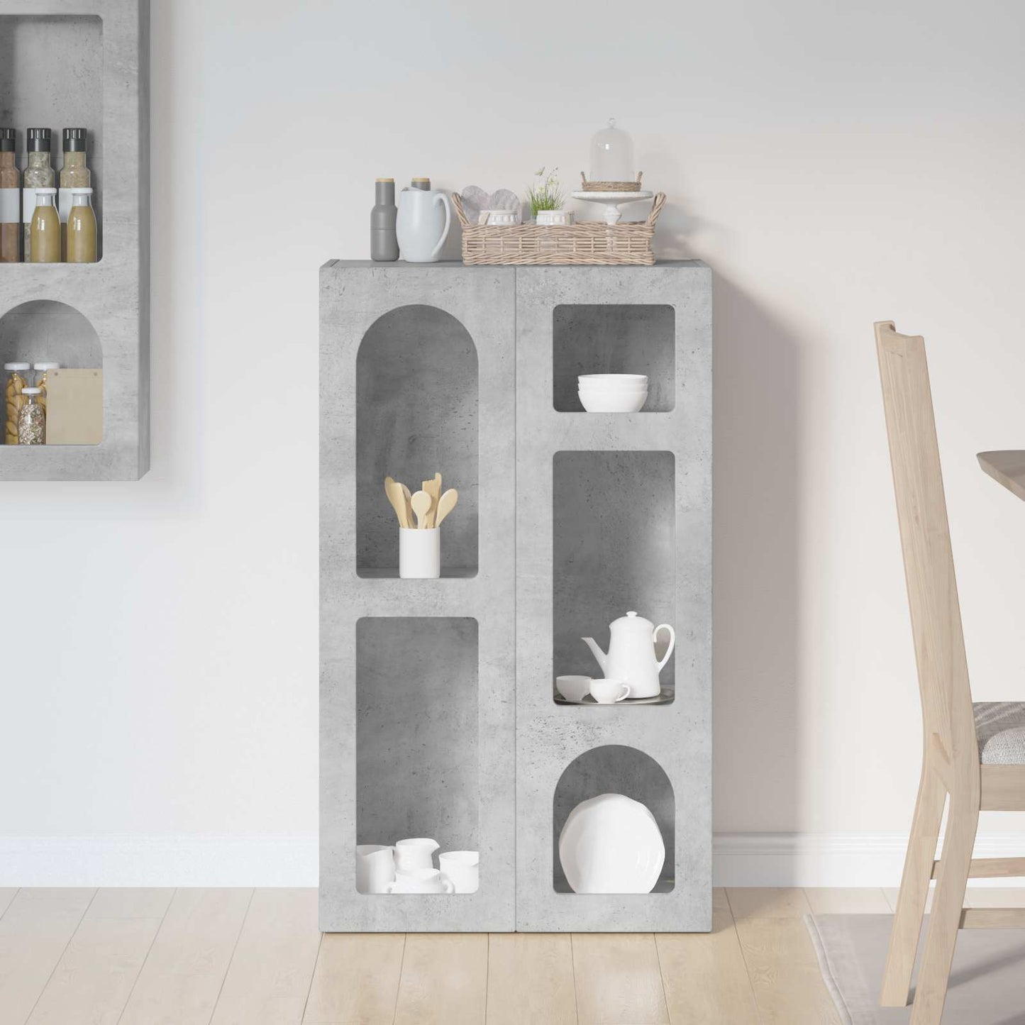 Serviesskap ELST Betonggrå 59 x 35 x 100,5 cm Konstruert tre