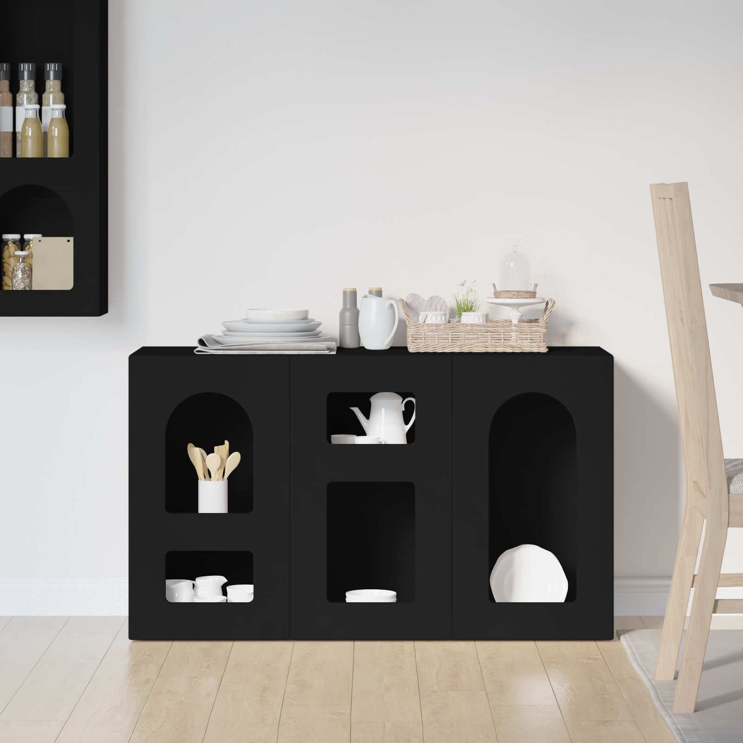 Serviesskap ELST Svart 100 x 35 x 59 cm Konstruert tre