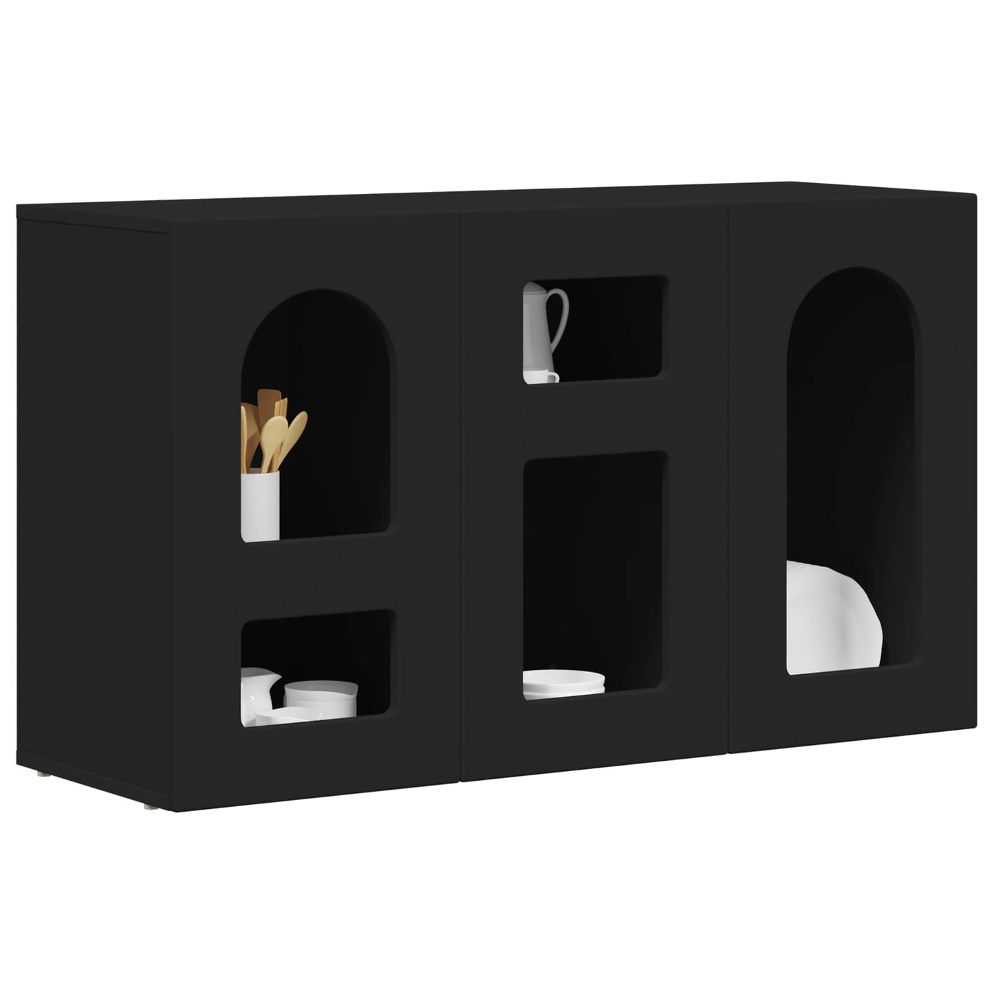 Serviesskap ELST Svart 100 x 35 x 59 cm Konstruert tre