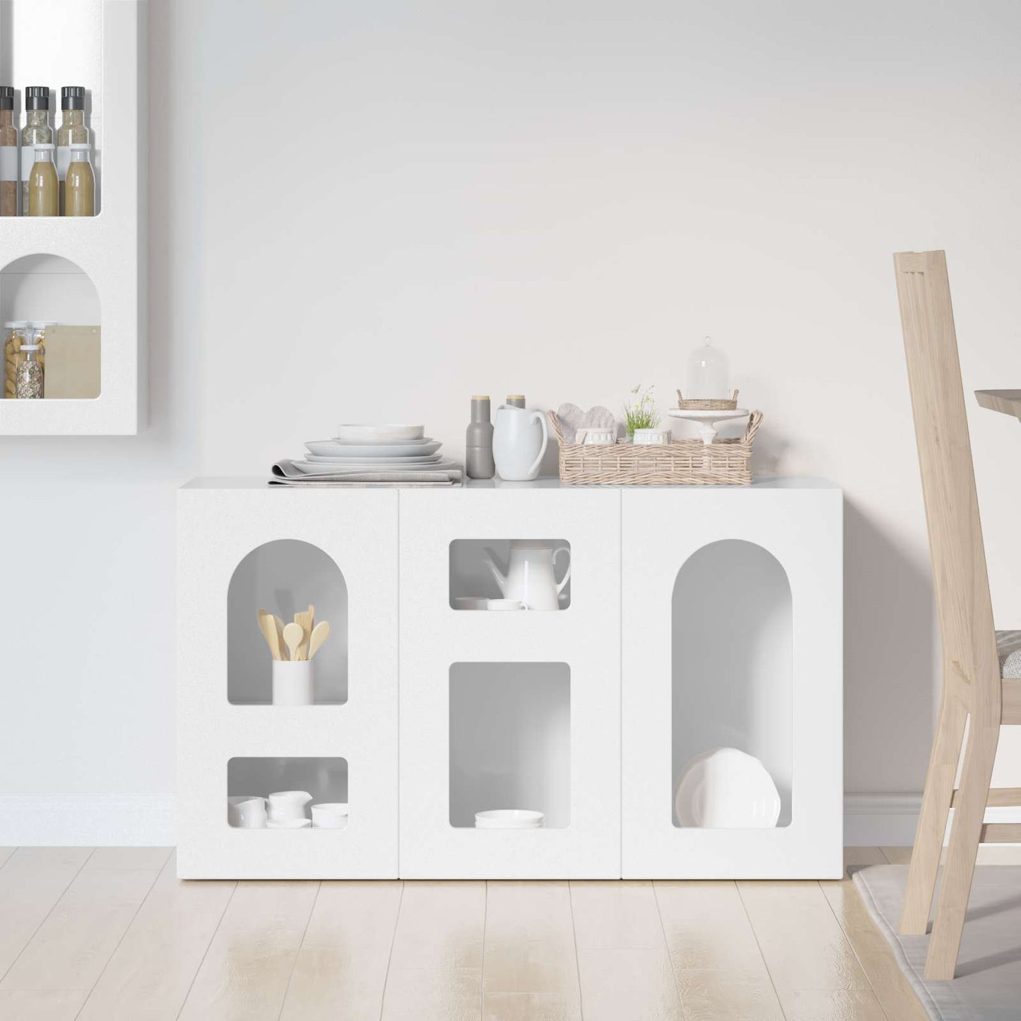 Serviesskap ELST Høyglanset hvit 100 x 35 x 59 cm
