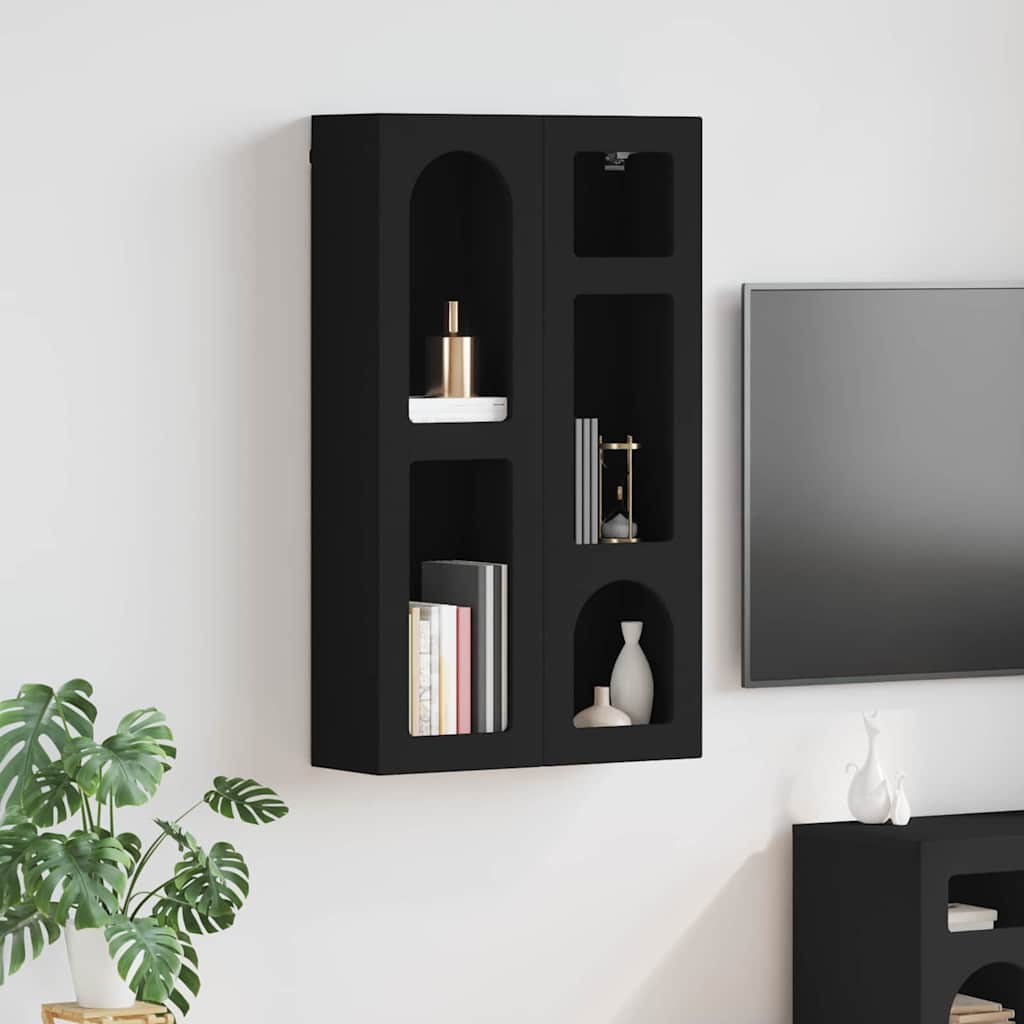 Hengende skap ELST Svart 59 x 20 x 100 cm Konstruert tre