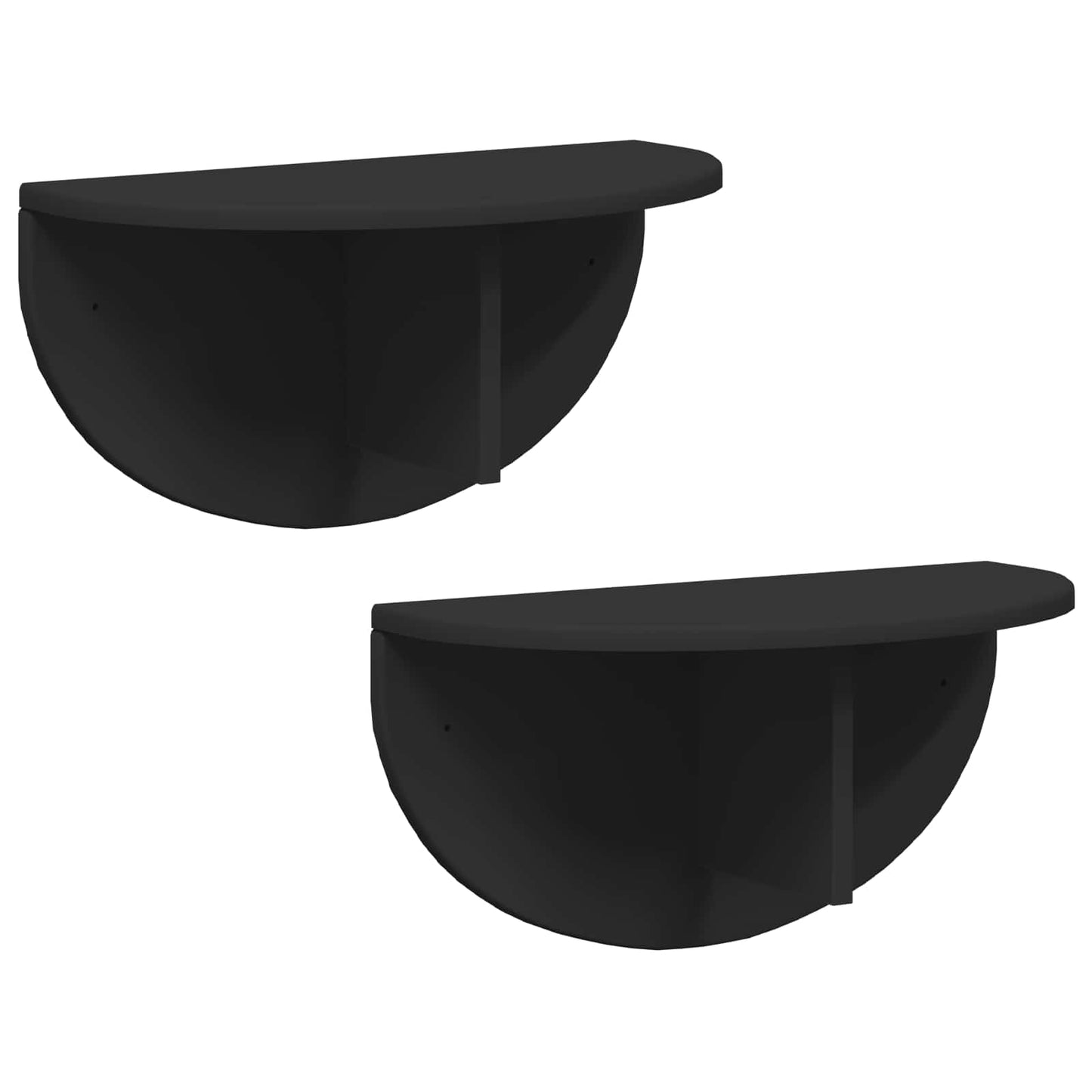 Vegghylle 2 pcs Svart 48 x 24 x 24 cm Konstruert tre