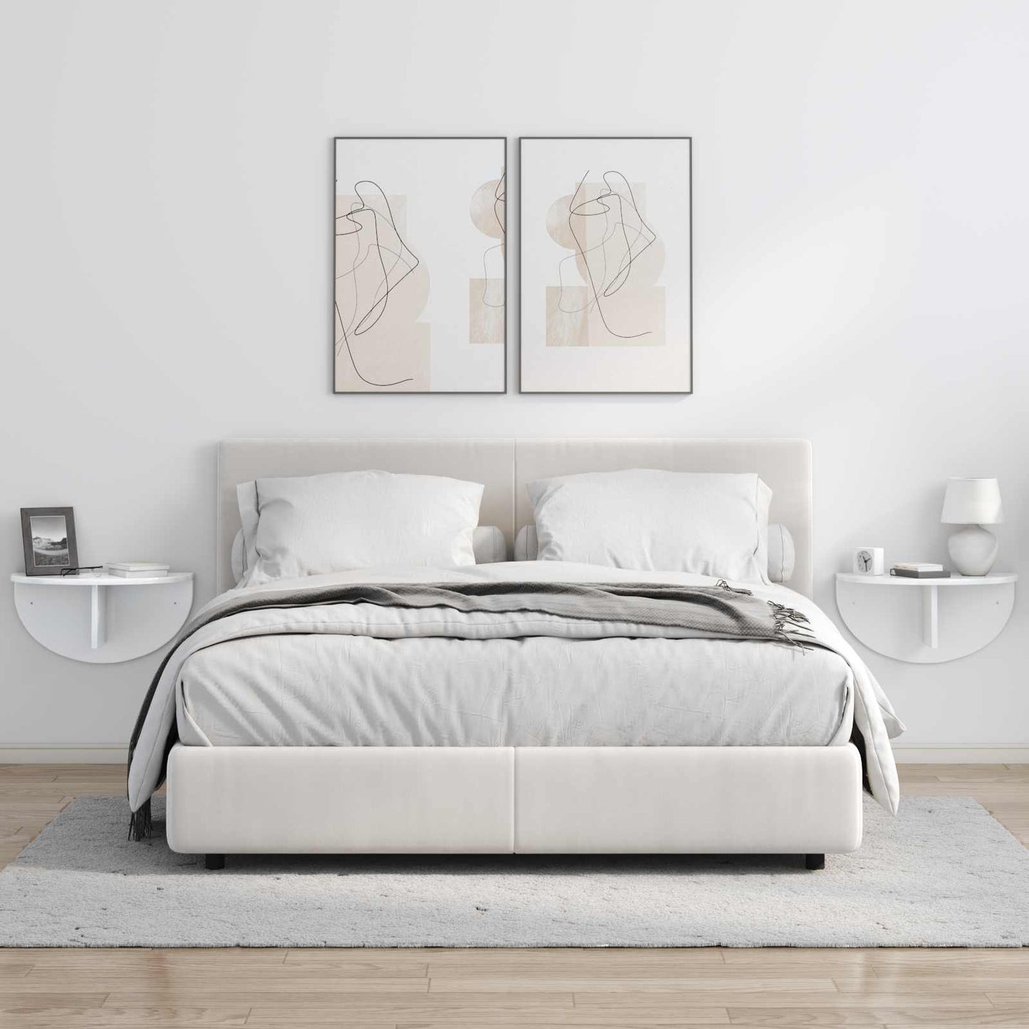 Vegghylle 2 pcs Høyglanset hvit 48 x 24 x 24 cm Konstruert tre