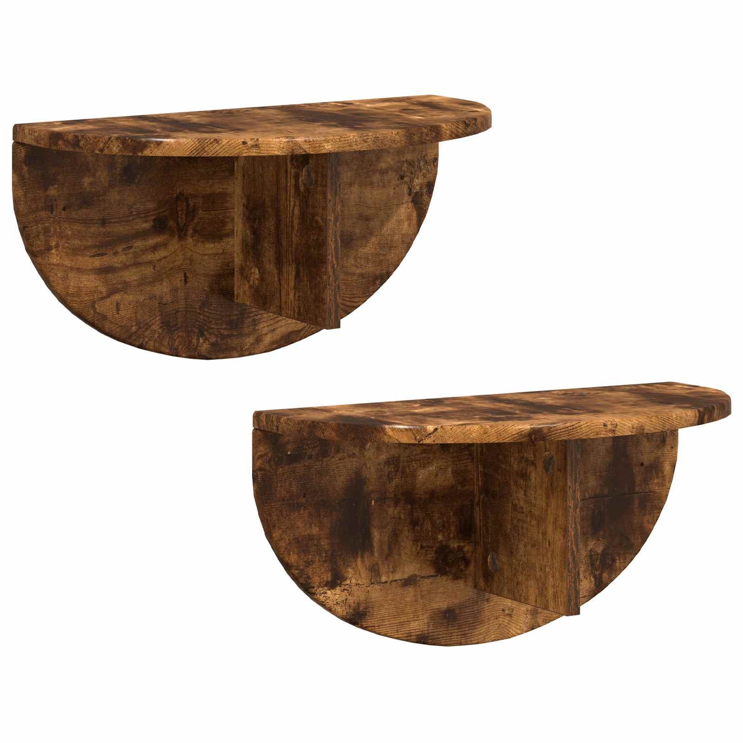 Vegghylle 2 pcs Røkt eik 48 x 24 x 24 cm Konstruert tre