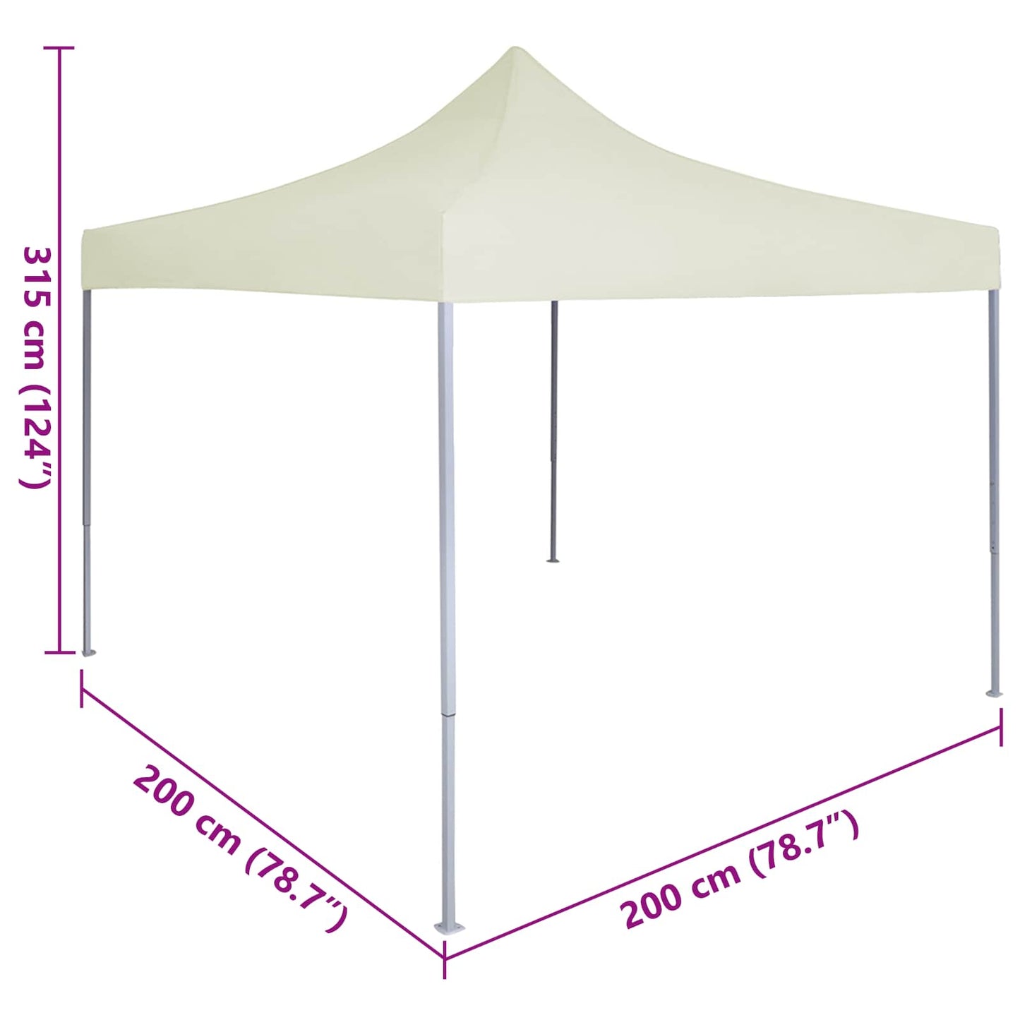 Partytelt Krem 200 x 200 x 315 cm Oxford Stoff vidaXL