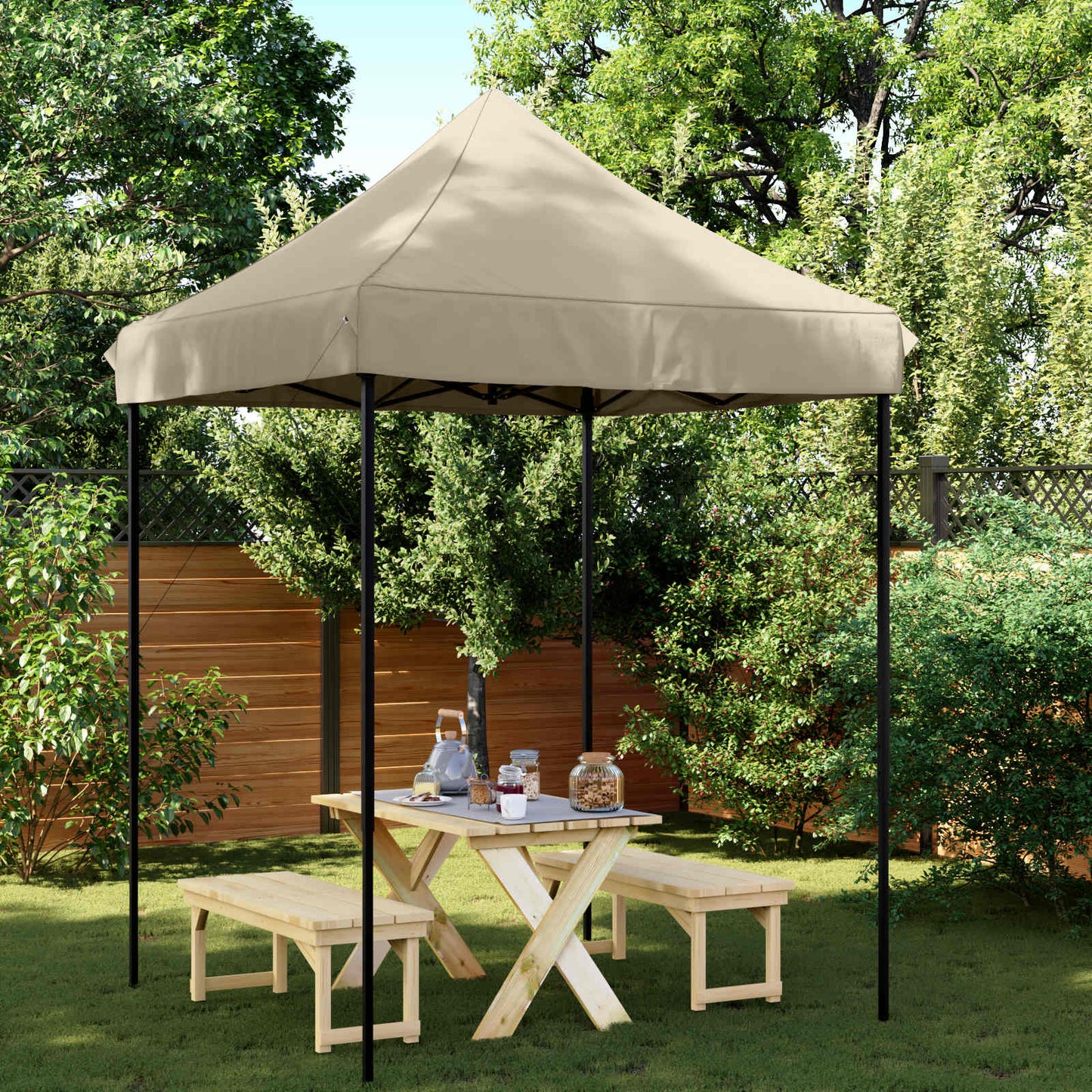 Partytelt Gråbrun 200 x 200 x 306 cm Oxford Stoff vidaXL