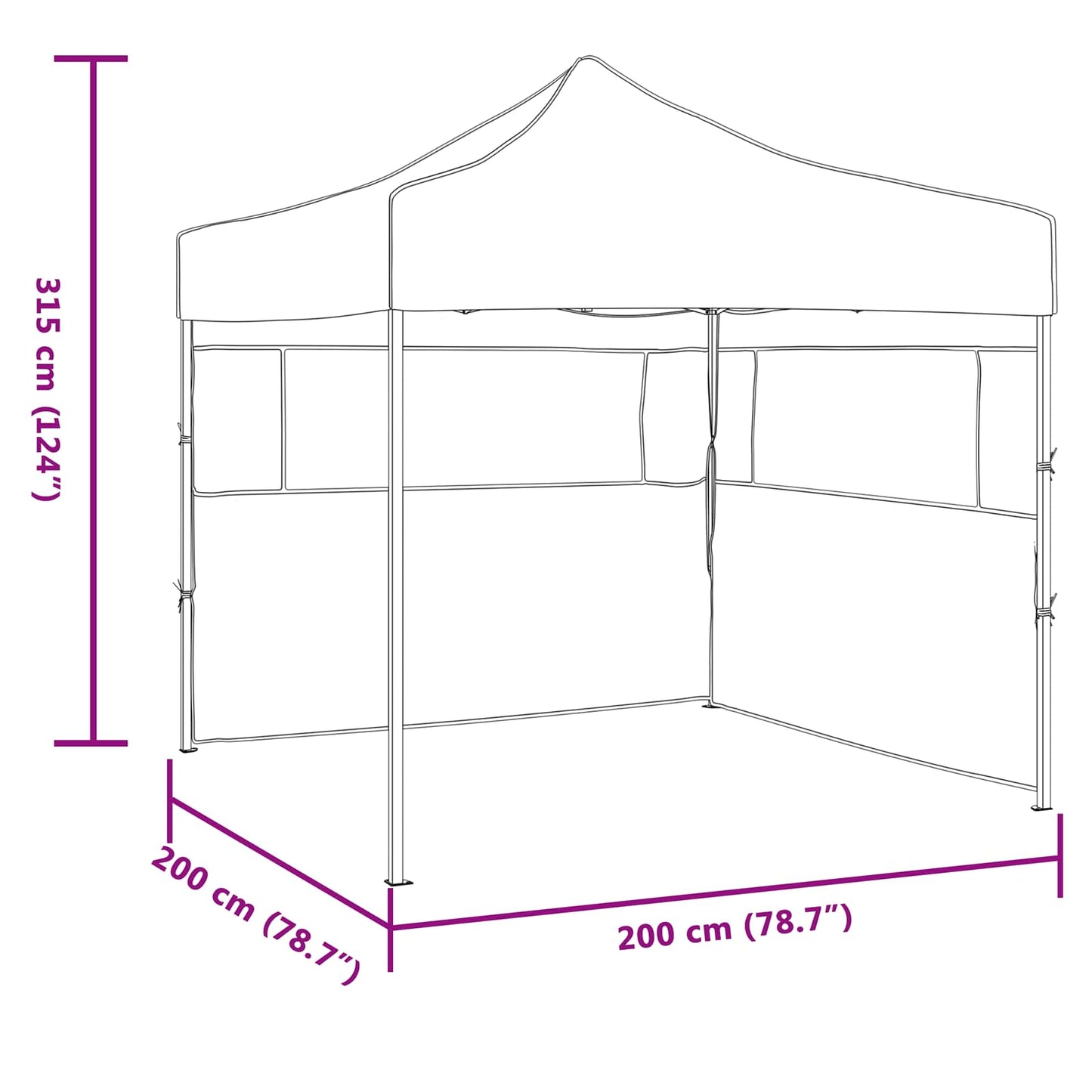 Partytelt Blå 200 x 200 x 315 cm Oxford Stoff vidaXL