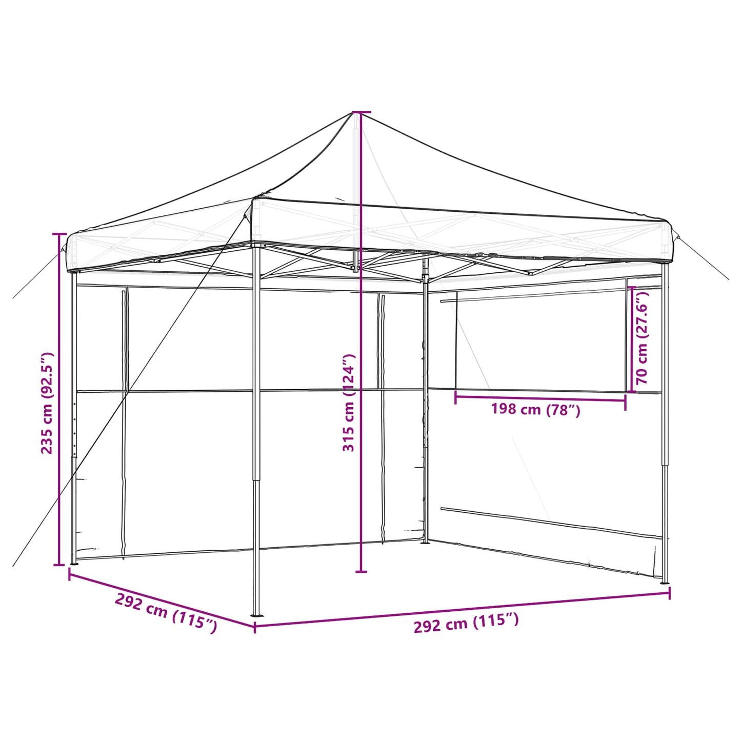 Partytelt Svart 292 x 292 x 315 cm Oxford Stoff