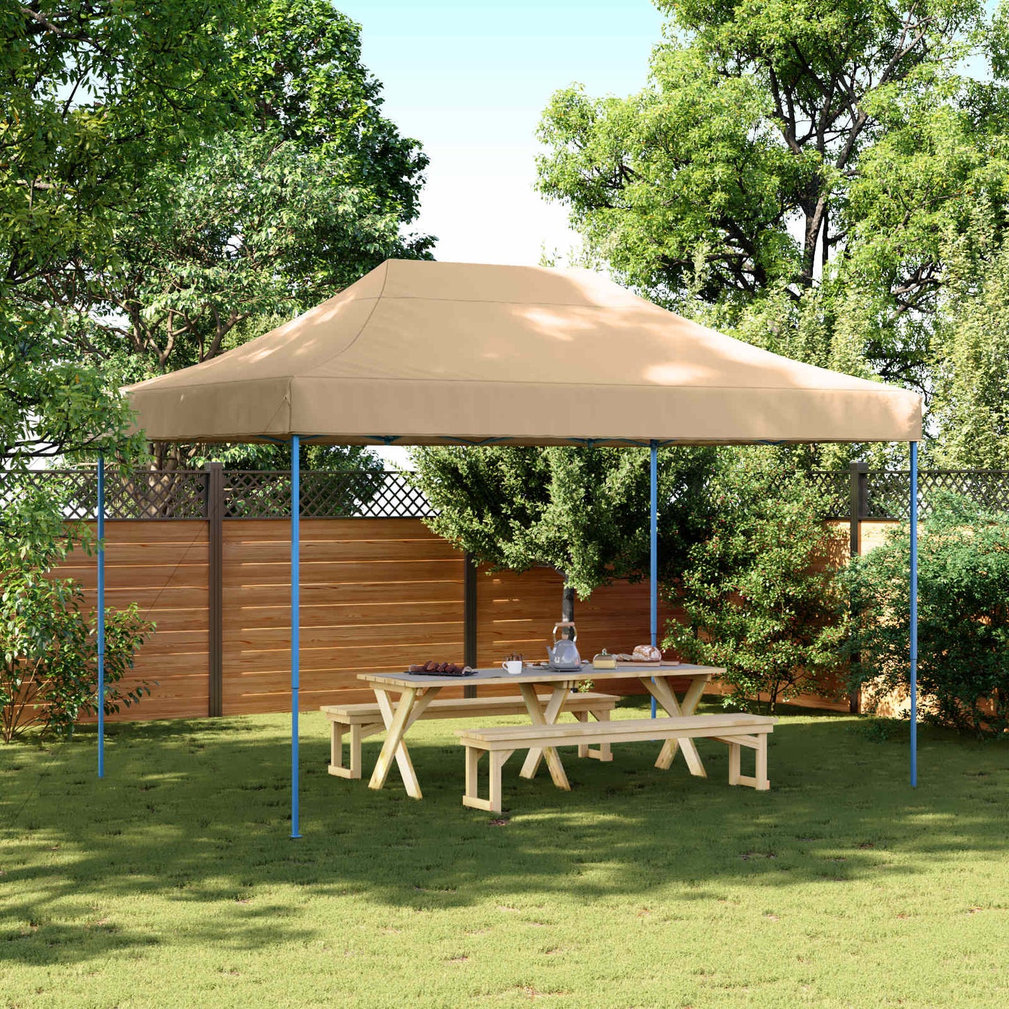 Partytelt Beige 279 x 410 x 315 cm Oxford Stoff vidaXL