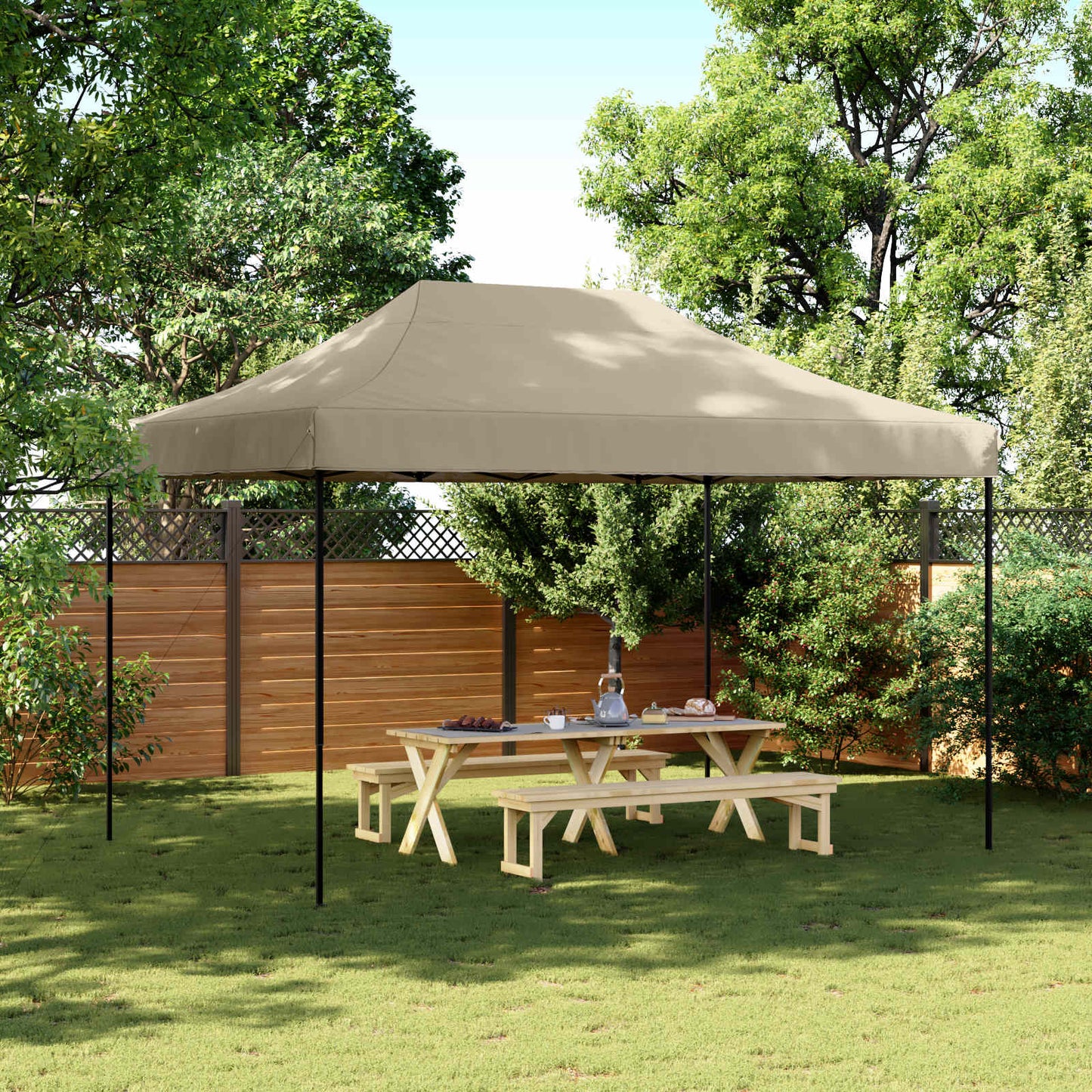 Partytelt Gråbrun 279 x 410 x 315 cm Oxford Stoff vidaXL