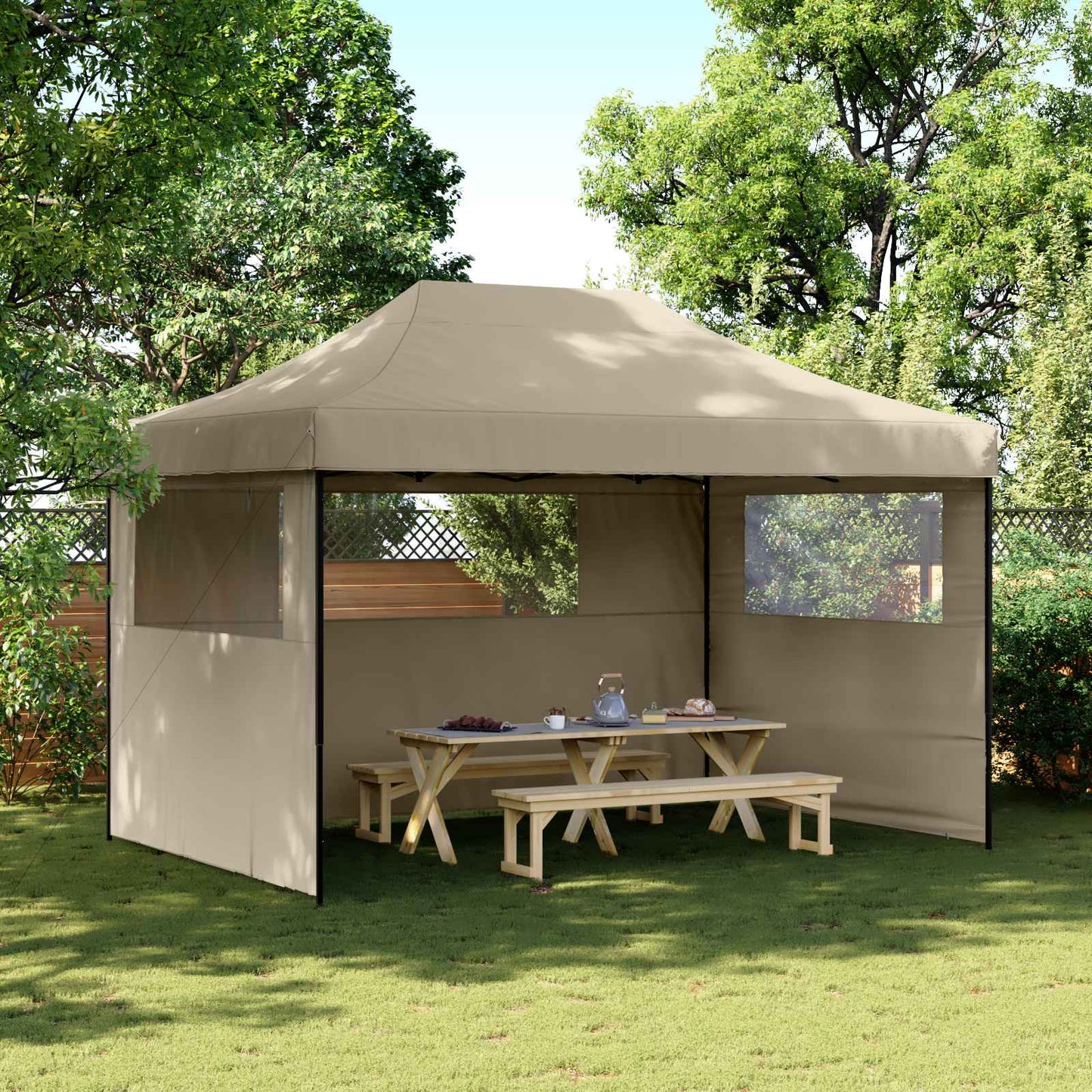 Partytelt Gråbrun 279 x 410 x 315 cm Oxford Stoff vidaXL