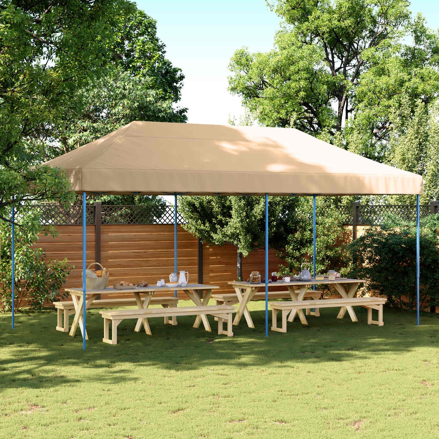 Partytelt Beige 292 x 580 x 315 cm Oxford Stoff vidaXL